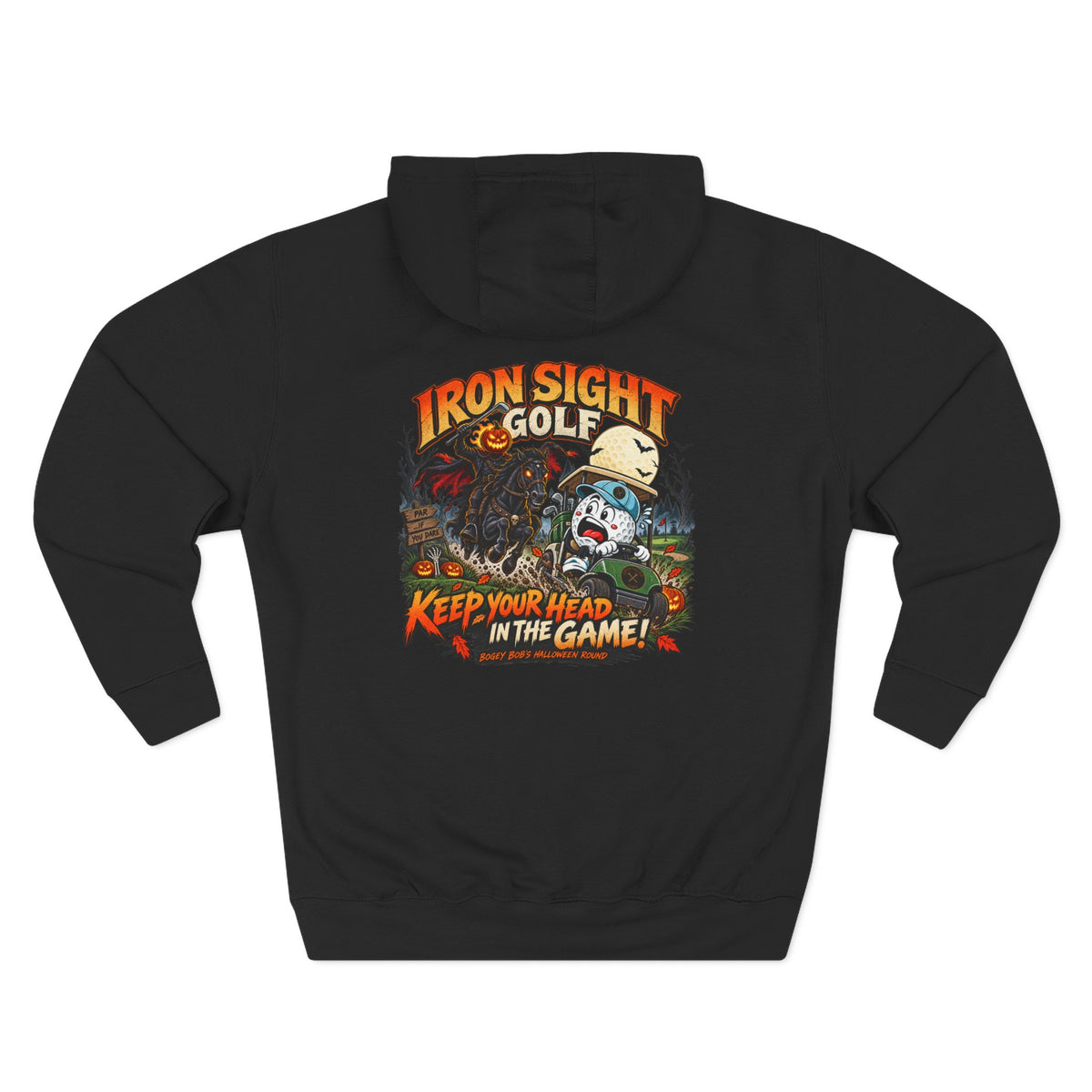 Bogey Bob Halloween golf hoodie with seasonal graphic