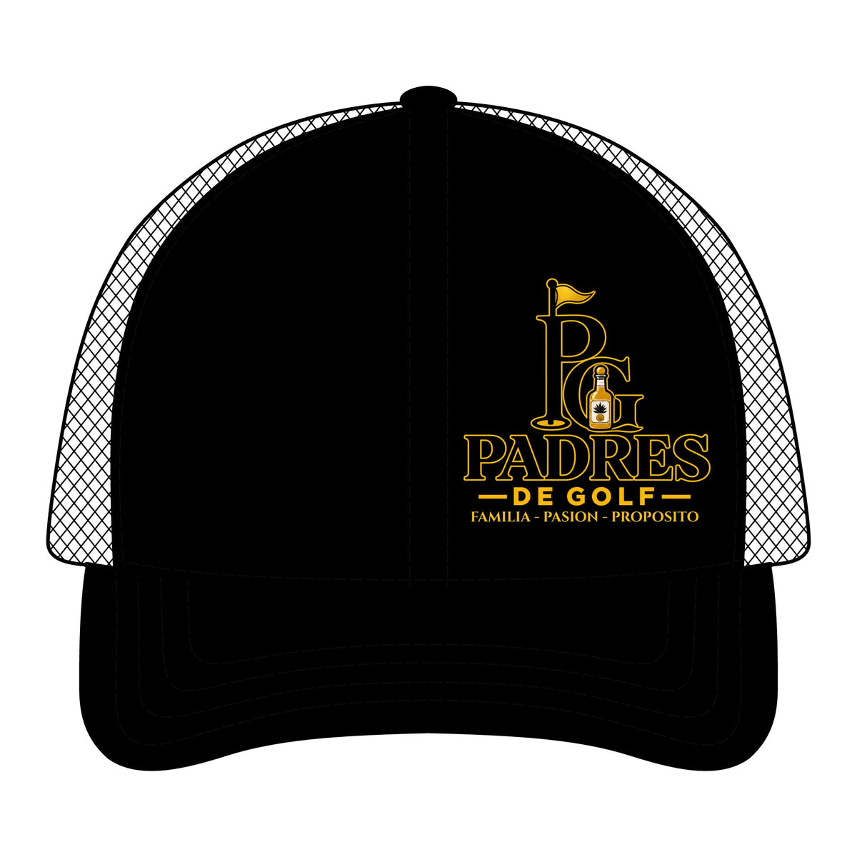 Padres de Golf Richardson 632 Perforated Snapback Hat by Iron Sight Golf with DTF-printed front emblem