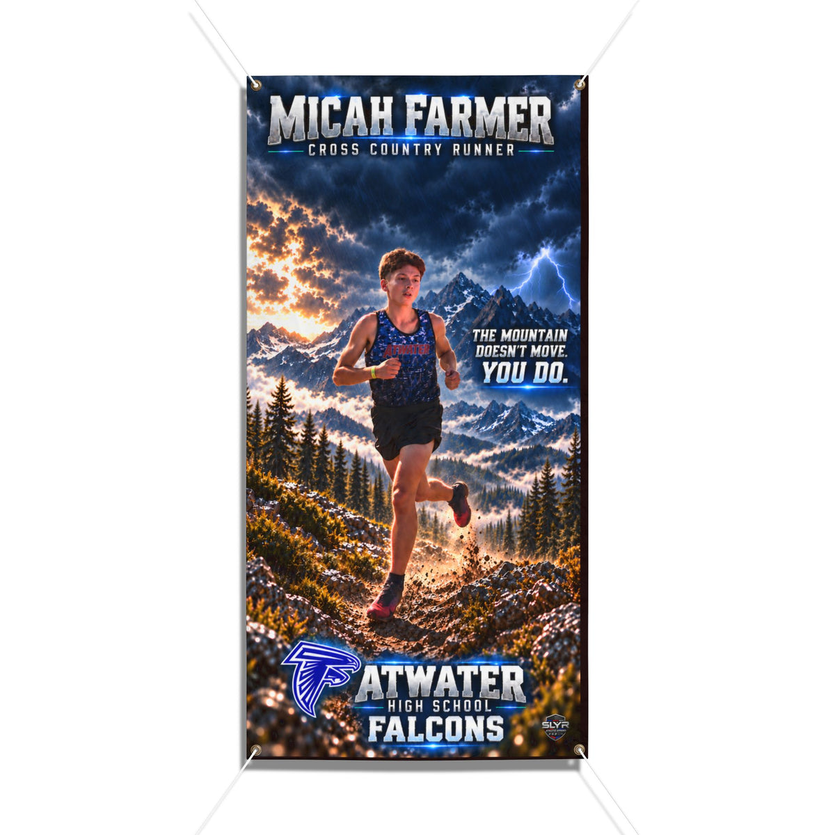 Micah Farmer cross country 24 × 48 vinyl banner