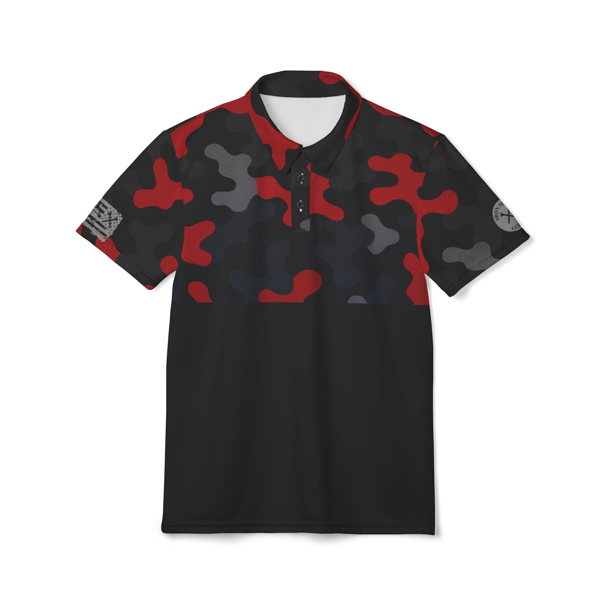 Iron Sight Golf – Red Camo Over Black Performance Polo - Iron Sight Golf