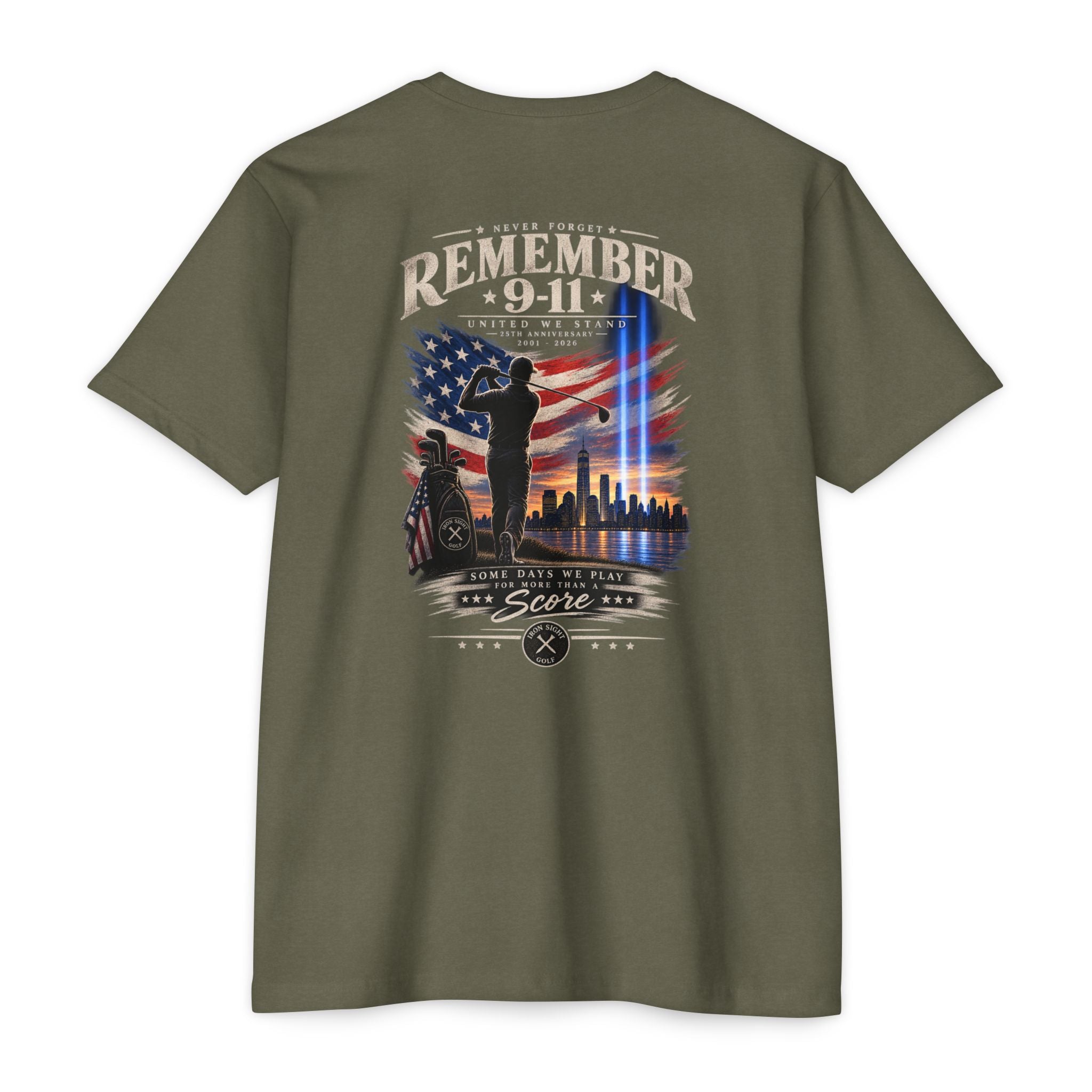 Remember 9-11 Tribute T-shirt by Iron Sight Golf