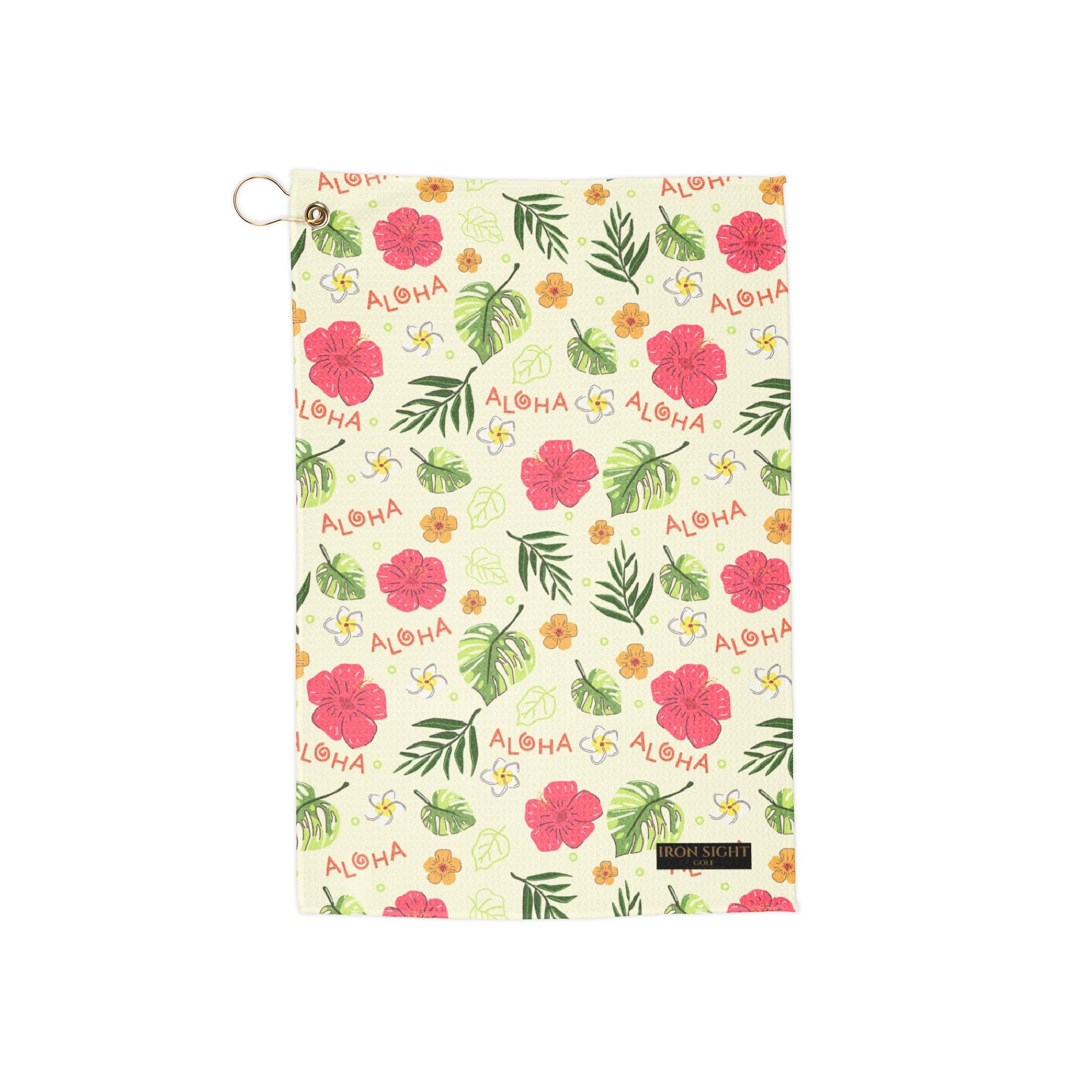 Aloha Floral Golf Towel with Tropical Hibiscus Design - image 1