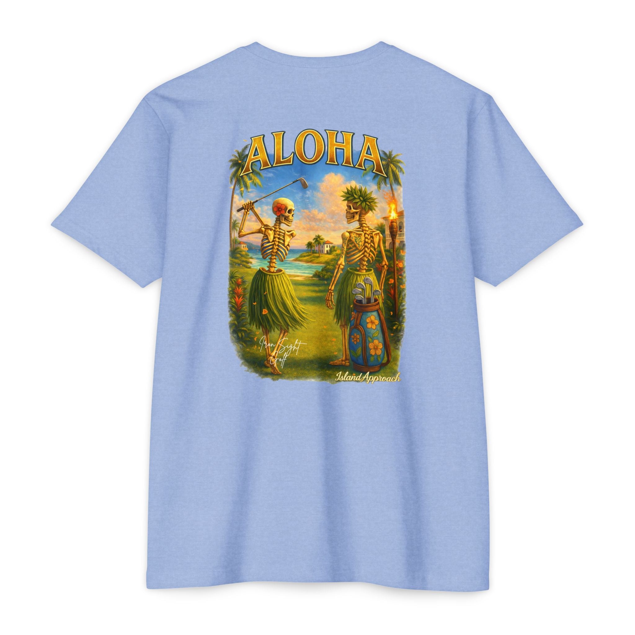 Aloha Island Skeleton Hawaiian Couple Golf T-Shirt - image 2