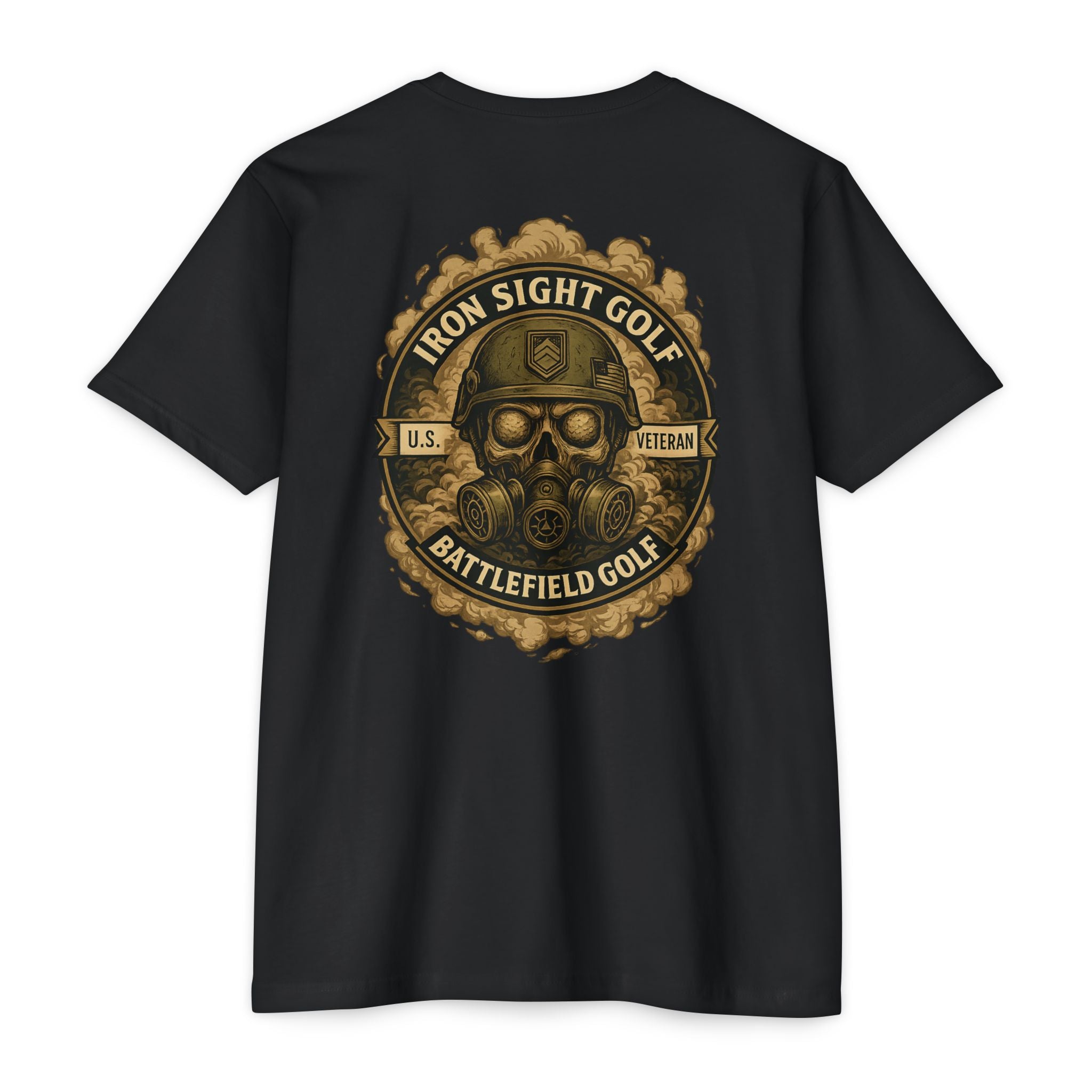 Battlefield Golf US Veteran T-Shirt with Skull Helmet and Golf Ball Eyes - image 1