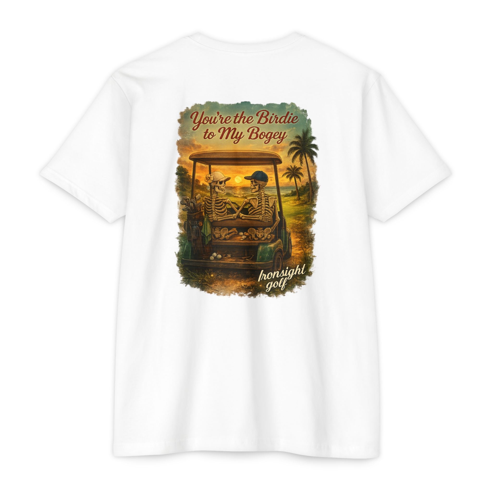 Birdie to My Bogey T-Shirt with Skeleton Couple in Golf Cart - image 8