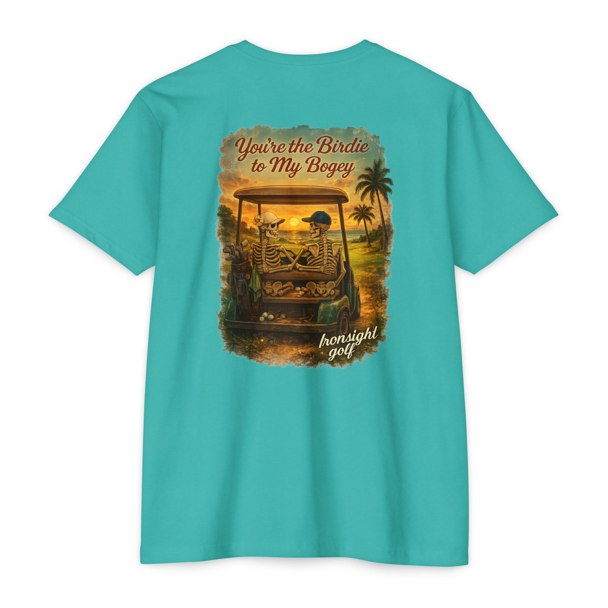Birdie to My Bogey T-Shirt with Skeleton Couple in Golf Cart - image 10