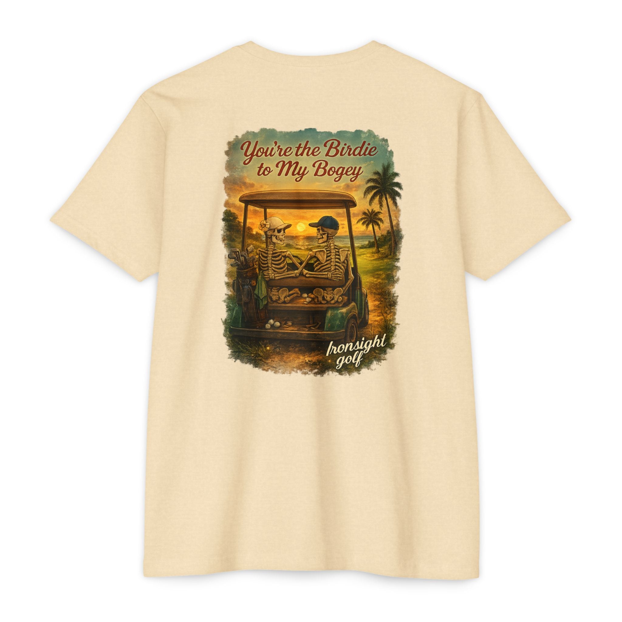Birdie to My Bogey T-Shirt with Skeleton Couple in Golf Cart - image 11