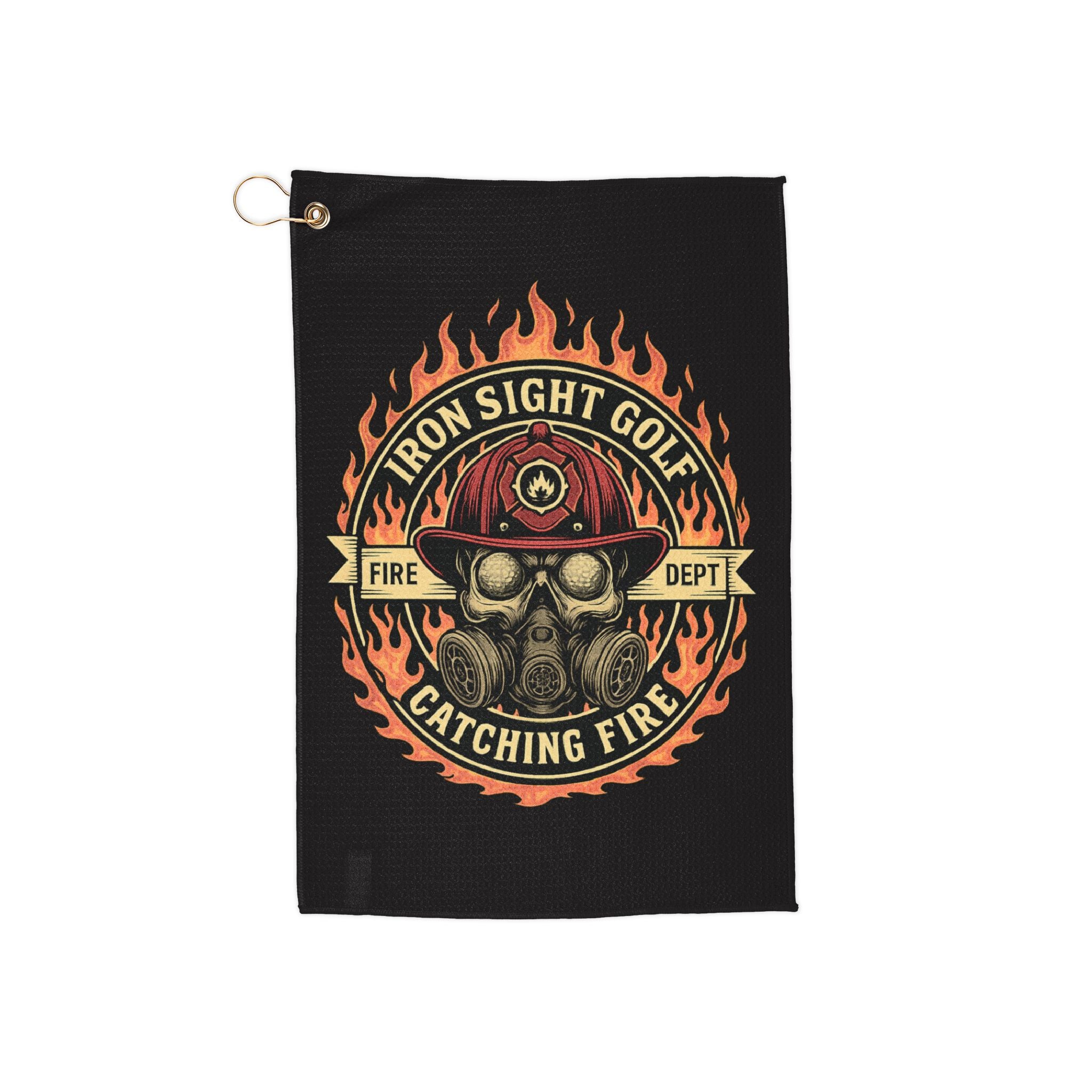 Fire Fighter Catching Fire Golf Towel by Iron Sight Golf - image 1