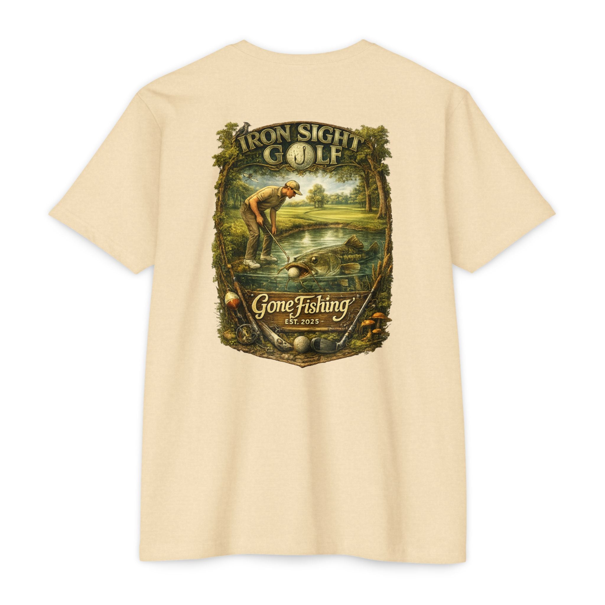 Gone Fishing Catfish Golf T-Shirt Ball in the Water - image 2