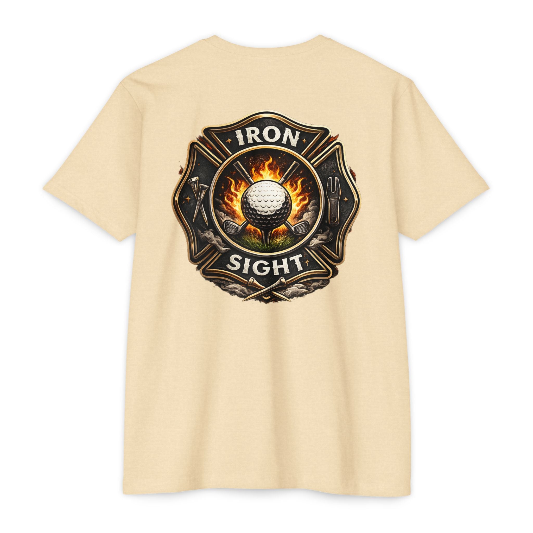 Iron Sight Golf Vintage Fire Fighter Golfing Crew T-Shirt - image 6
