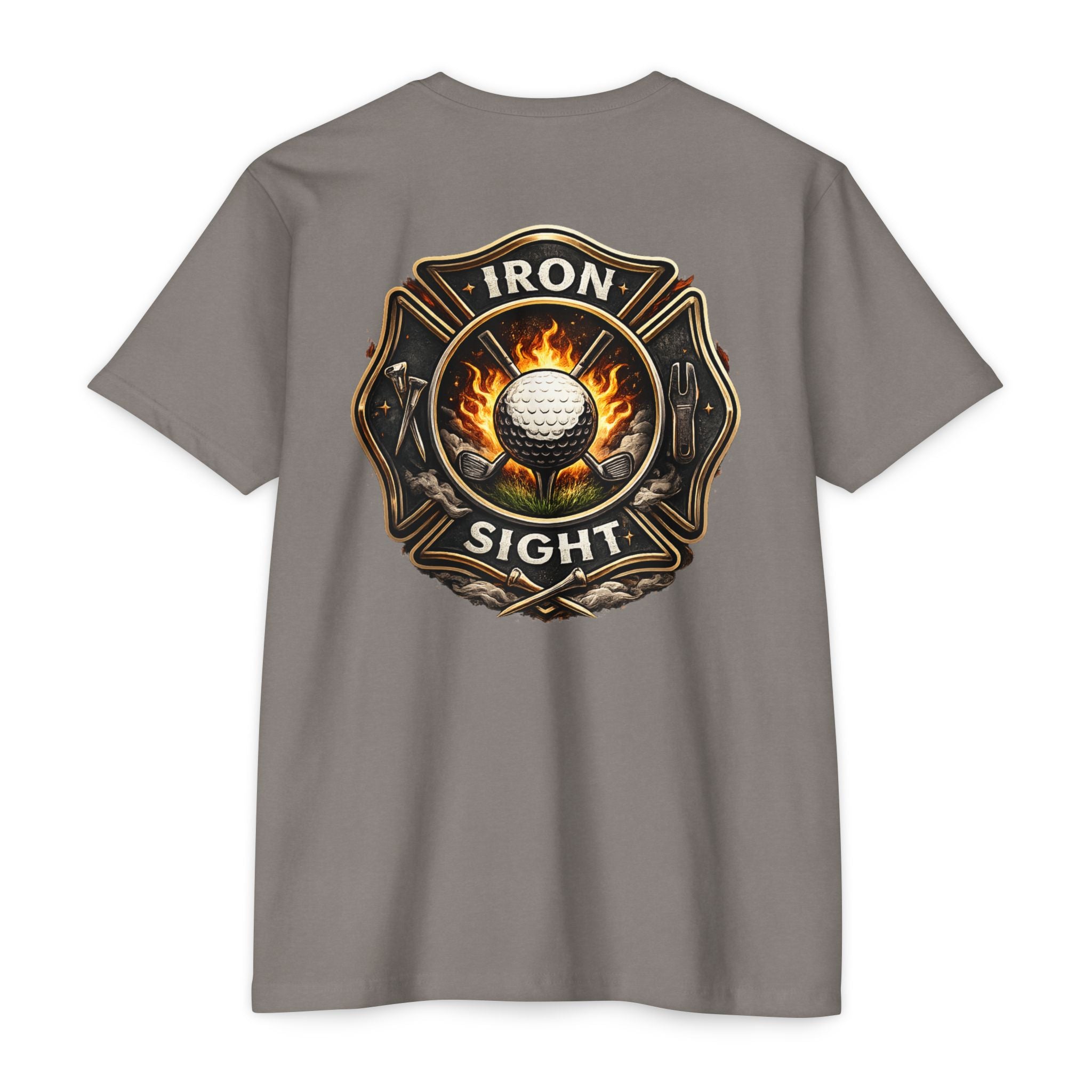 Iron Sight Golf Vintage Fire Fighter Golfing Crew T-Shirt - image 7