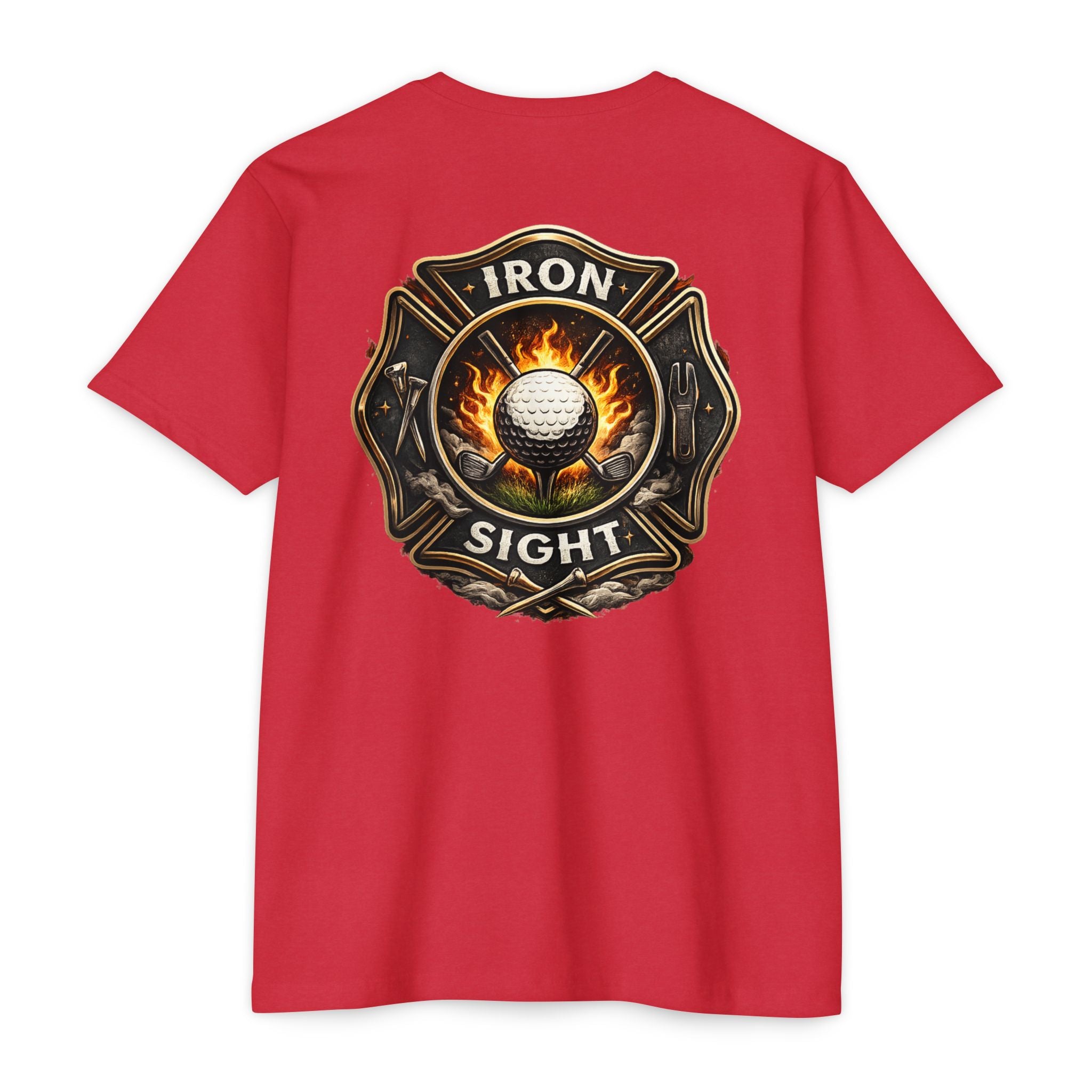 Iron Sight Golf Vintage Fire Fighter Golfing Crew T-Shirt - image 8