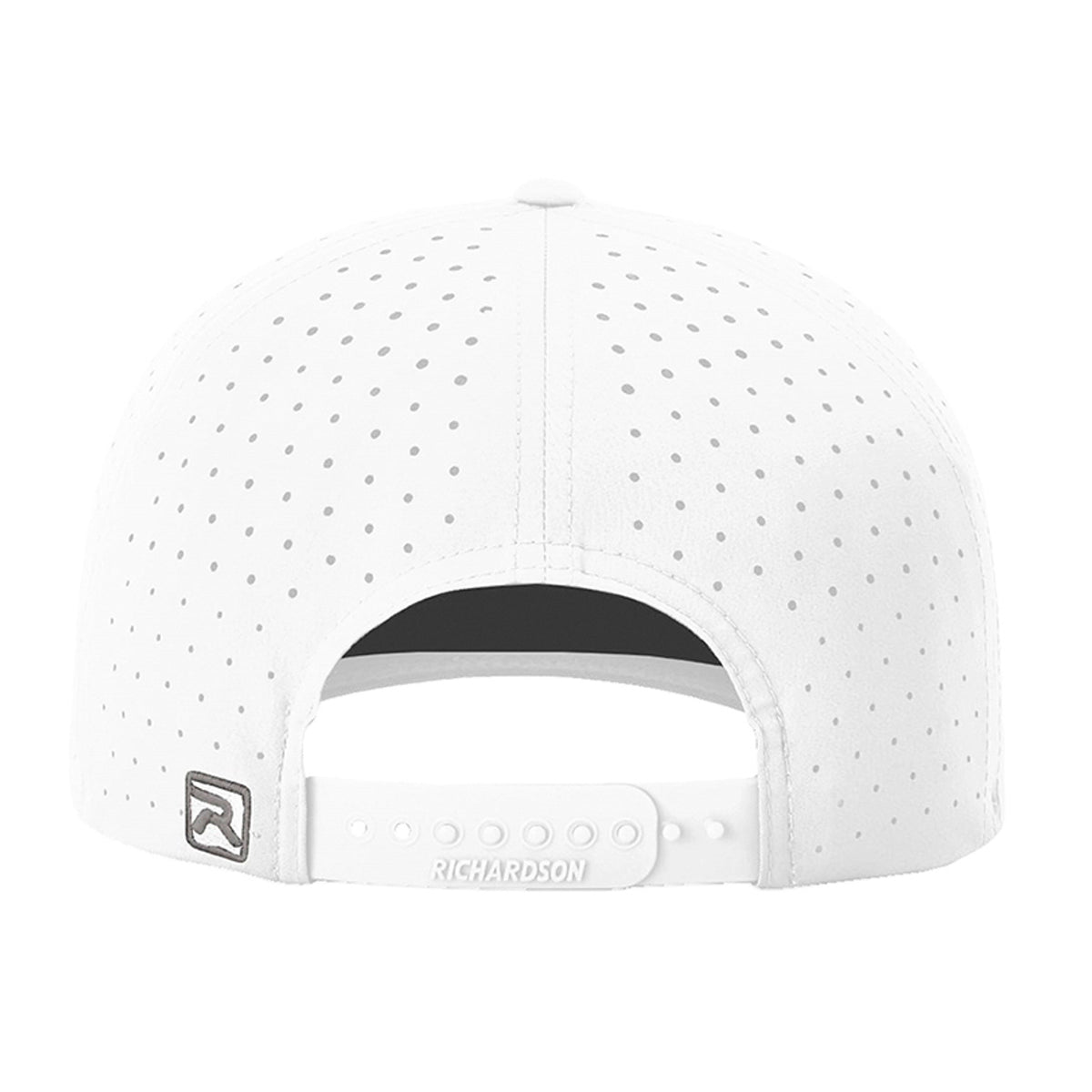 ISG Script Richardson 632 snapback golf hat in White – back view