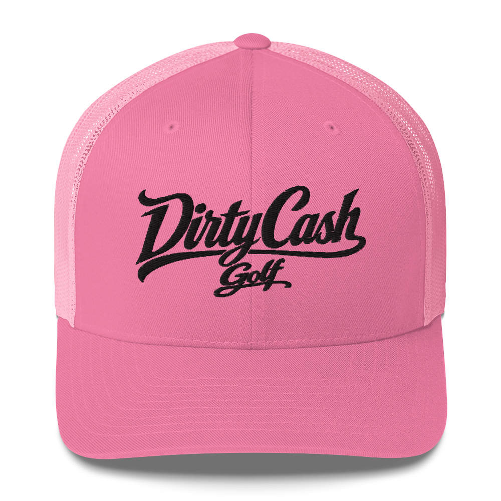Dirty Cash Golf embroidered snapback hat with black script by Iron Sight Golf