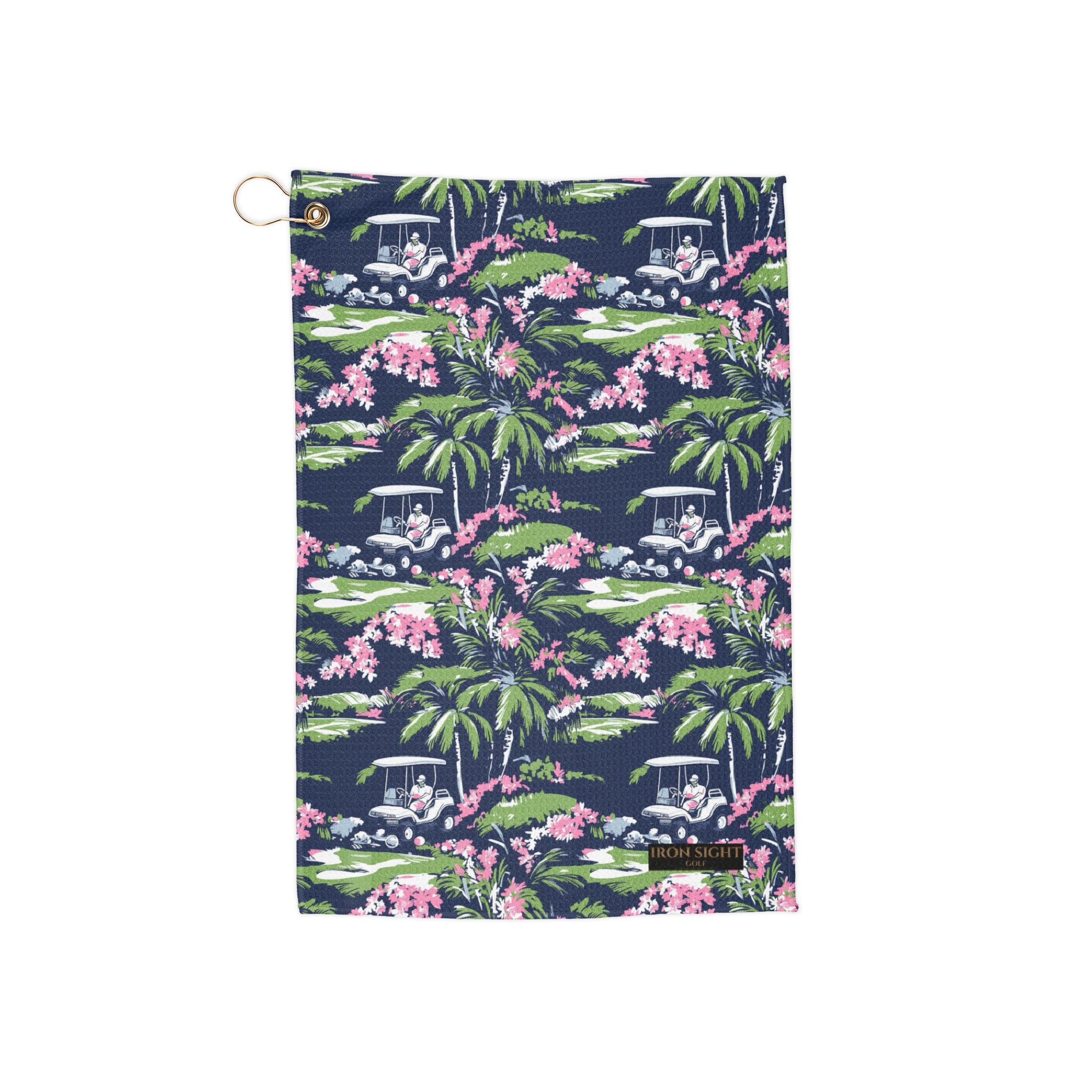 Tropical Hawaiian Golf Cart Pattern Microfiber Towel - image 1