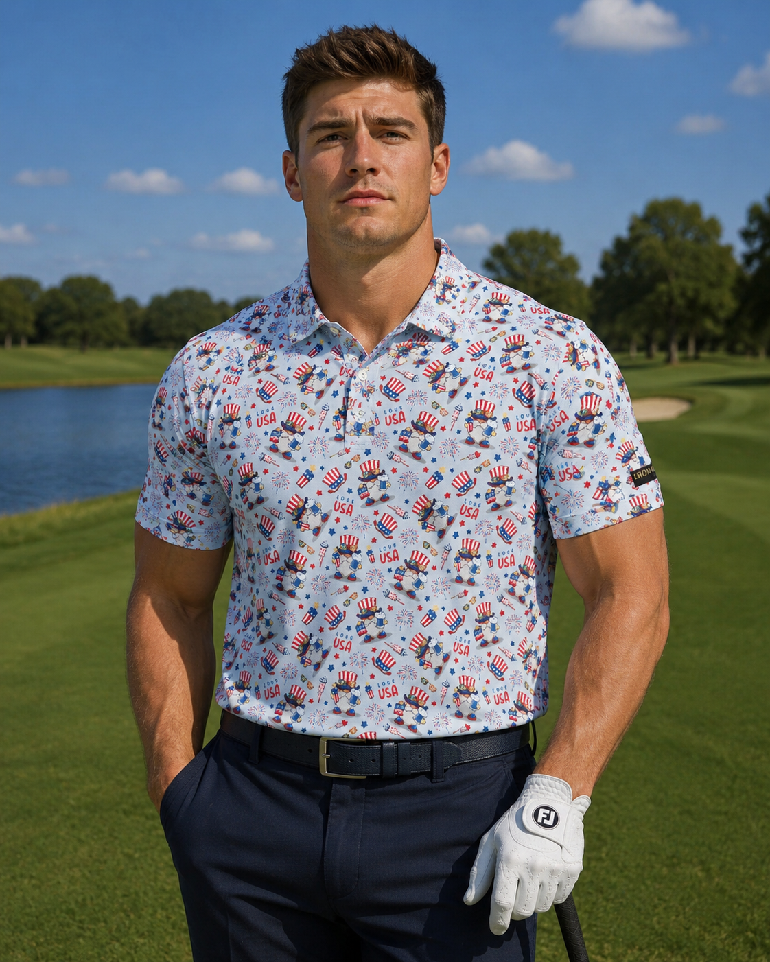 Uncle Sam 4th of July Performance Golf Polo - image 1