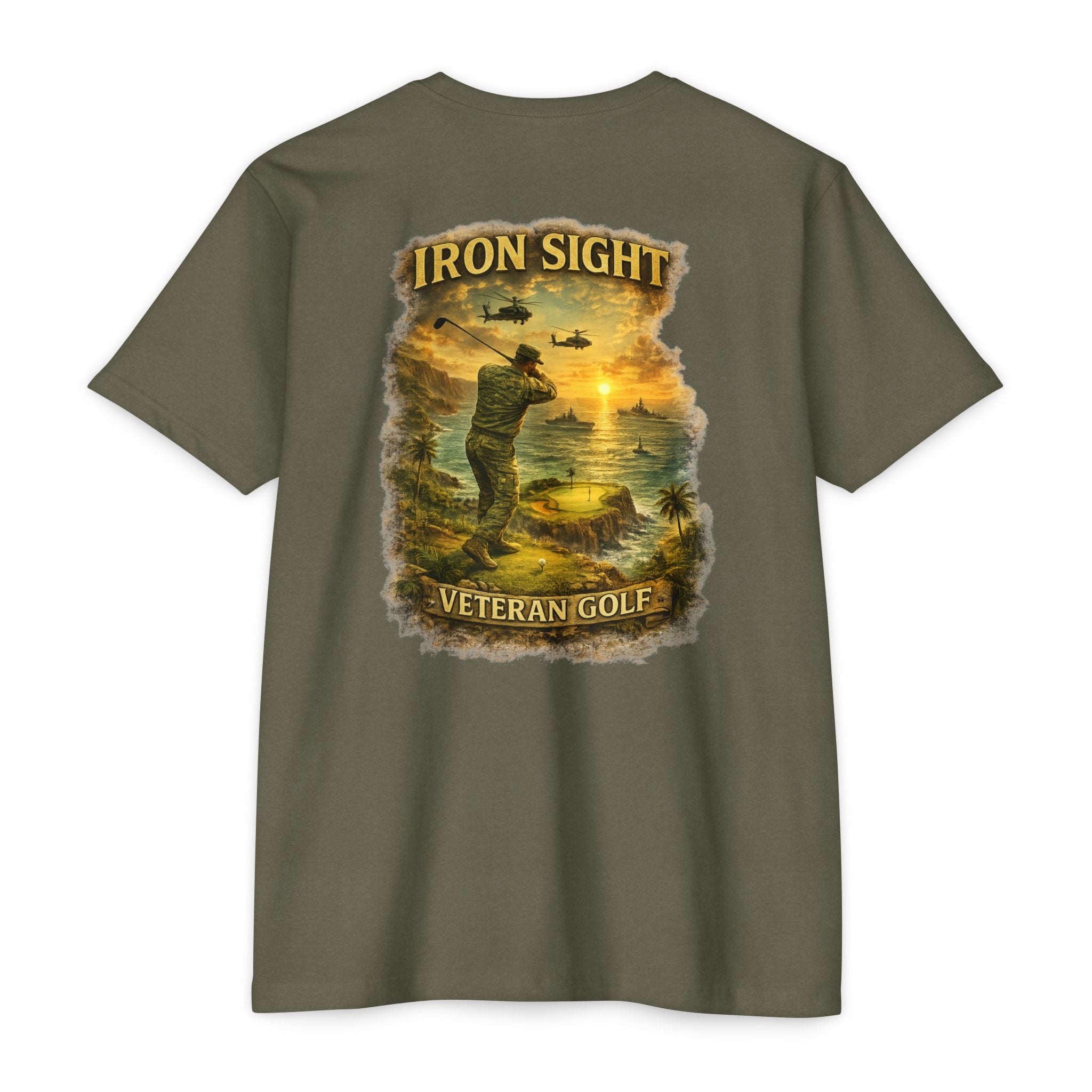 Veteran Golf Cliff Shot Military T-Shirt - image 4