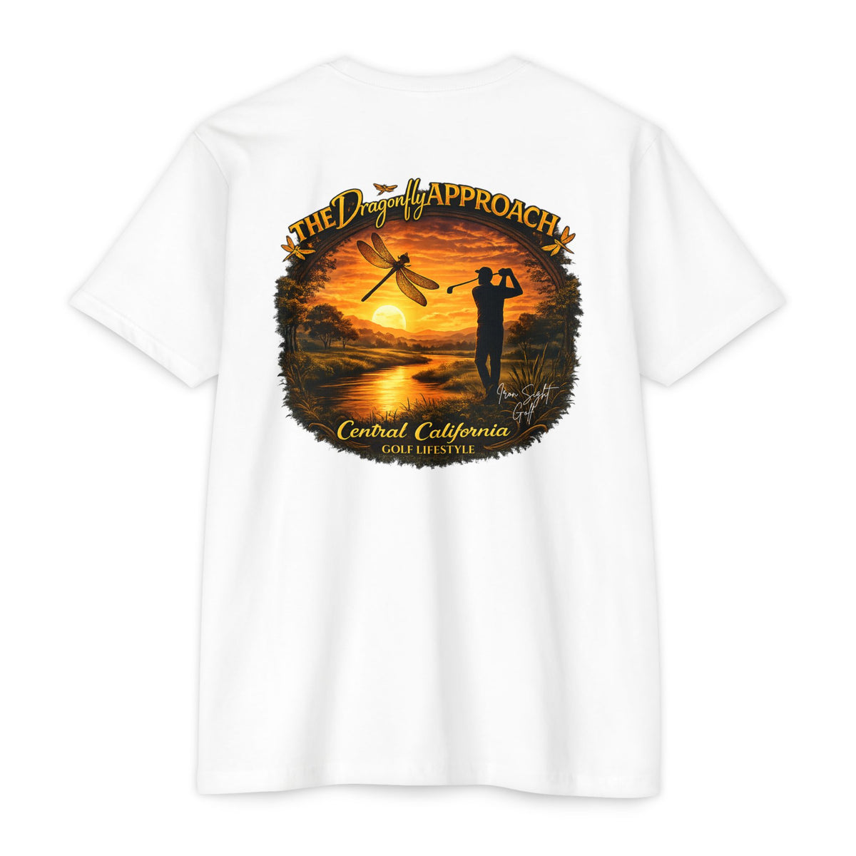 The Dragonfly Approach Central California golf lifestyle T-shirt by Iron Sight Golf
