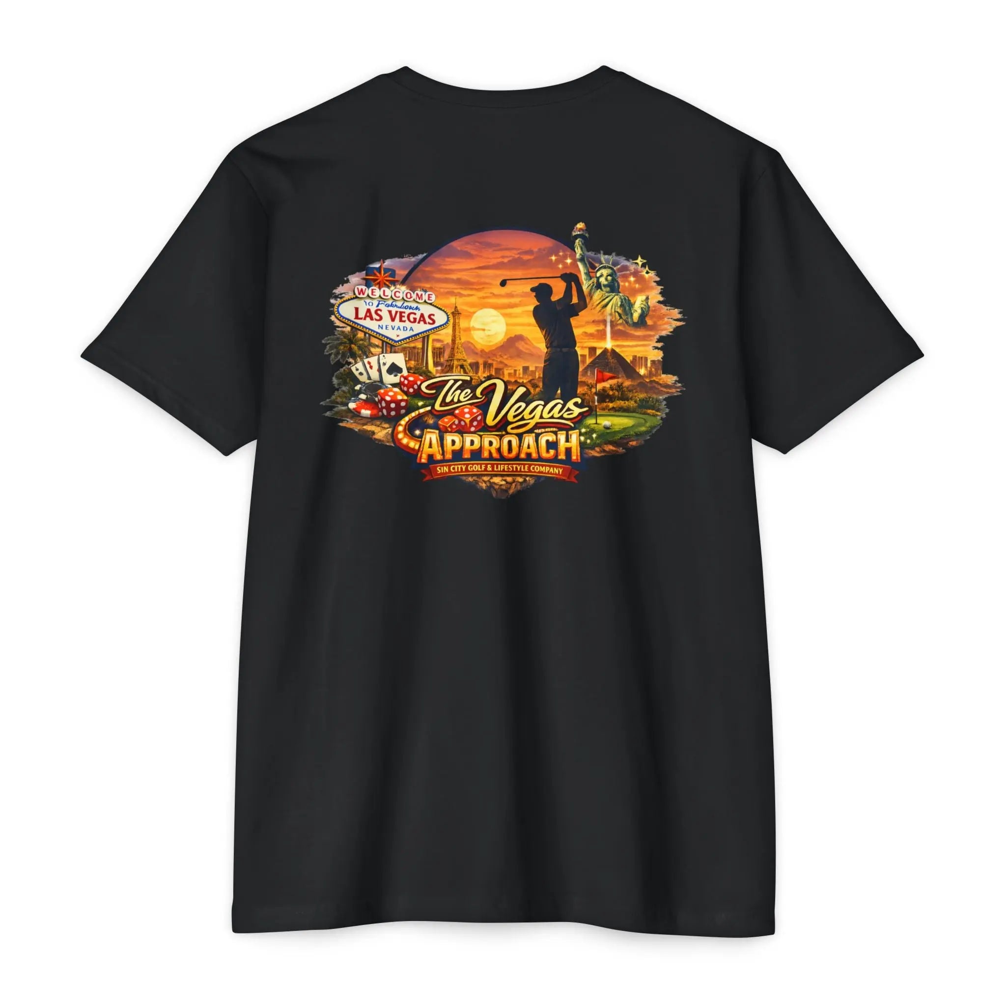 Las Vegas Approach Golf T-Shirt — "Viva Las Vegas" Iron Sight Design Printify