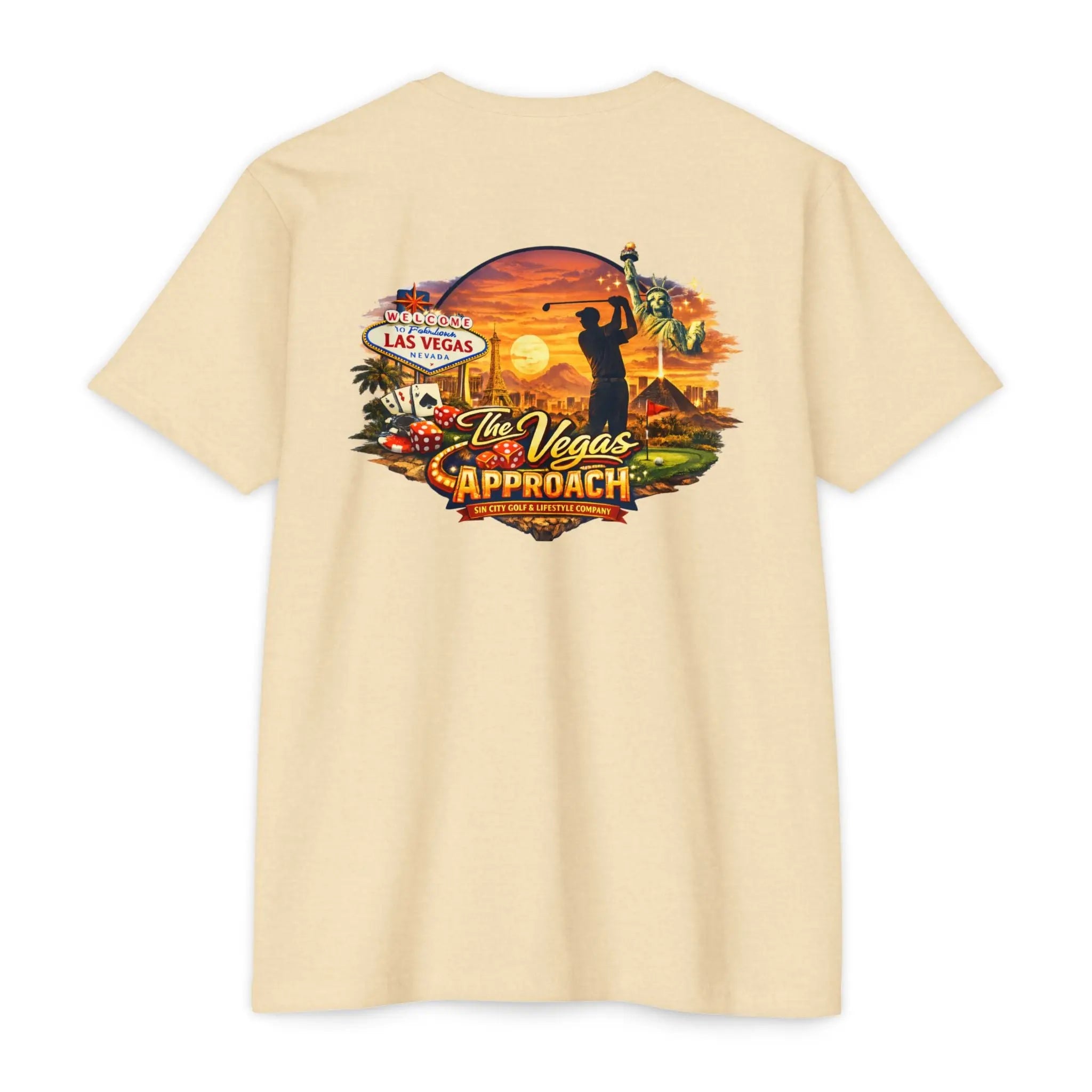 Las Vegas Approach Golf T-Shirt — "Viva Las Vegas" Iron Sight Design Printify
