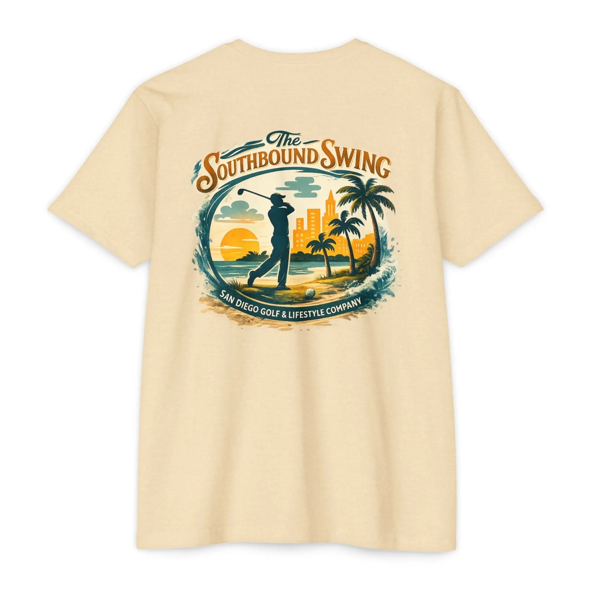 Golf Sunset T-Shirt — "The Southbound Swing" San Diego Golf Graphic Printify