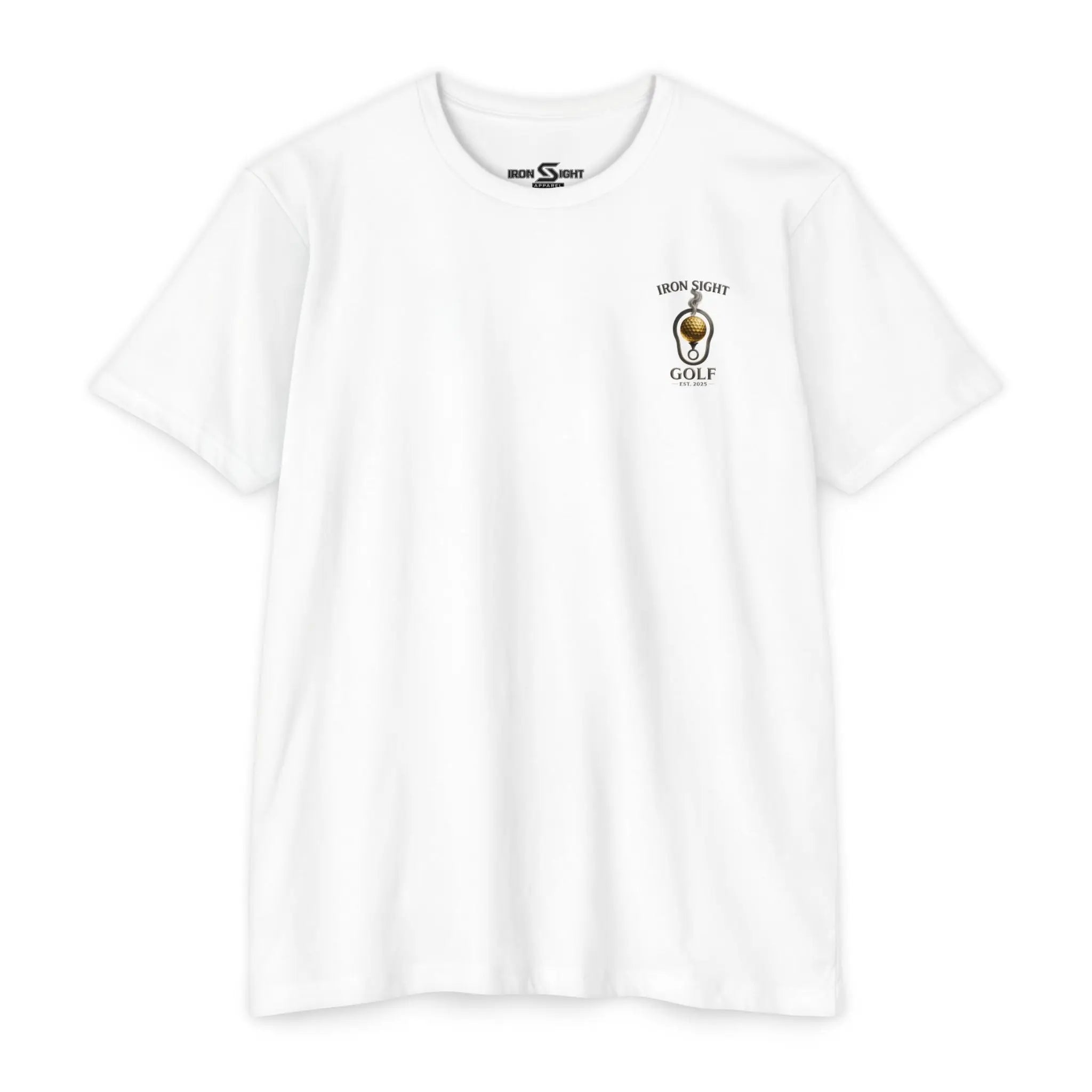 Iron Sight Golf T‑Shirt — Vintage Golf Ball & Iron Sight Logo Printify