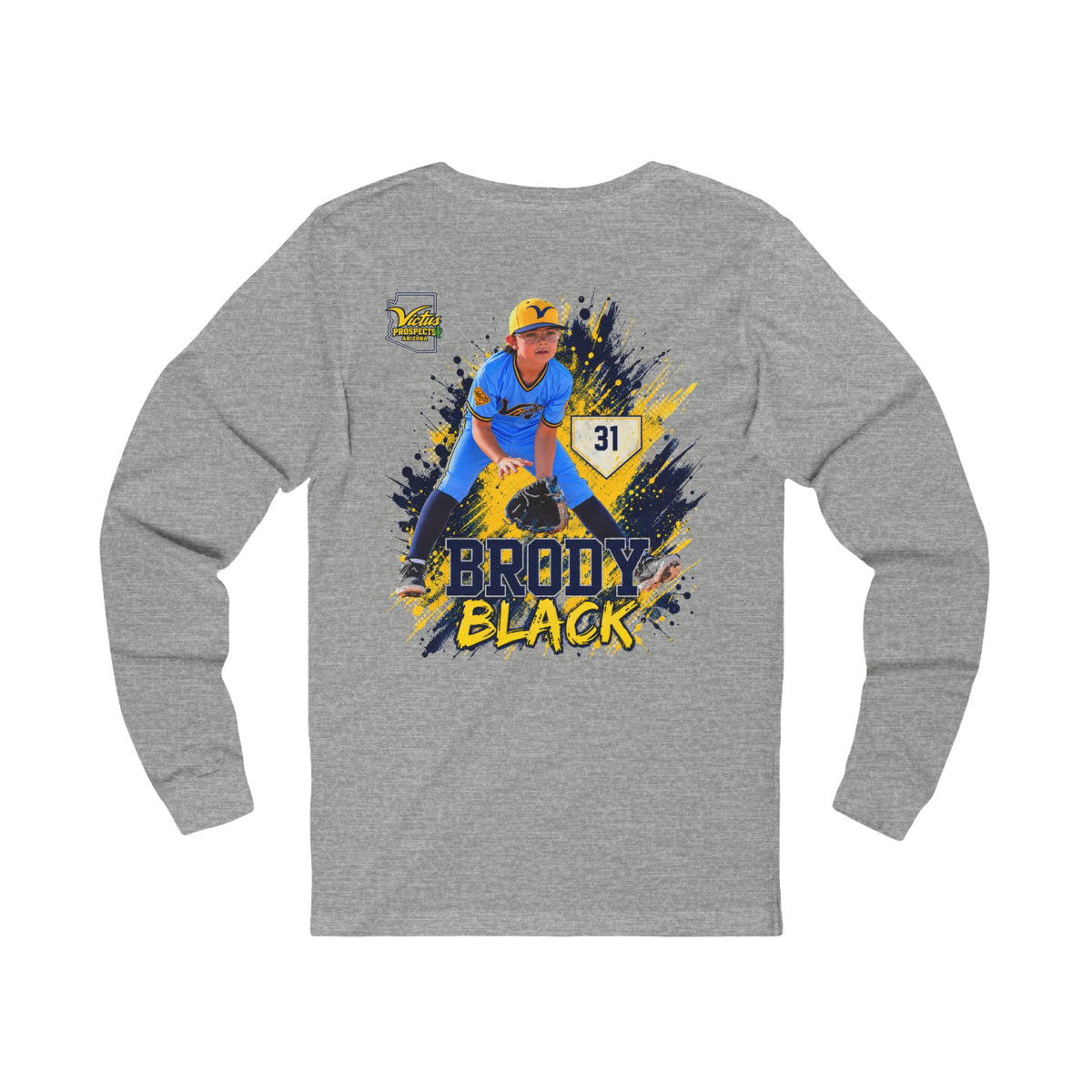 Brody Black #31 baseball long sleeve tee product view 8