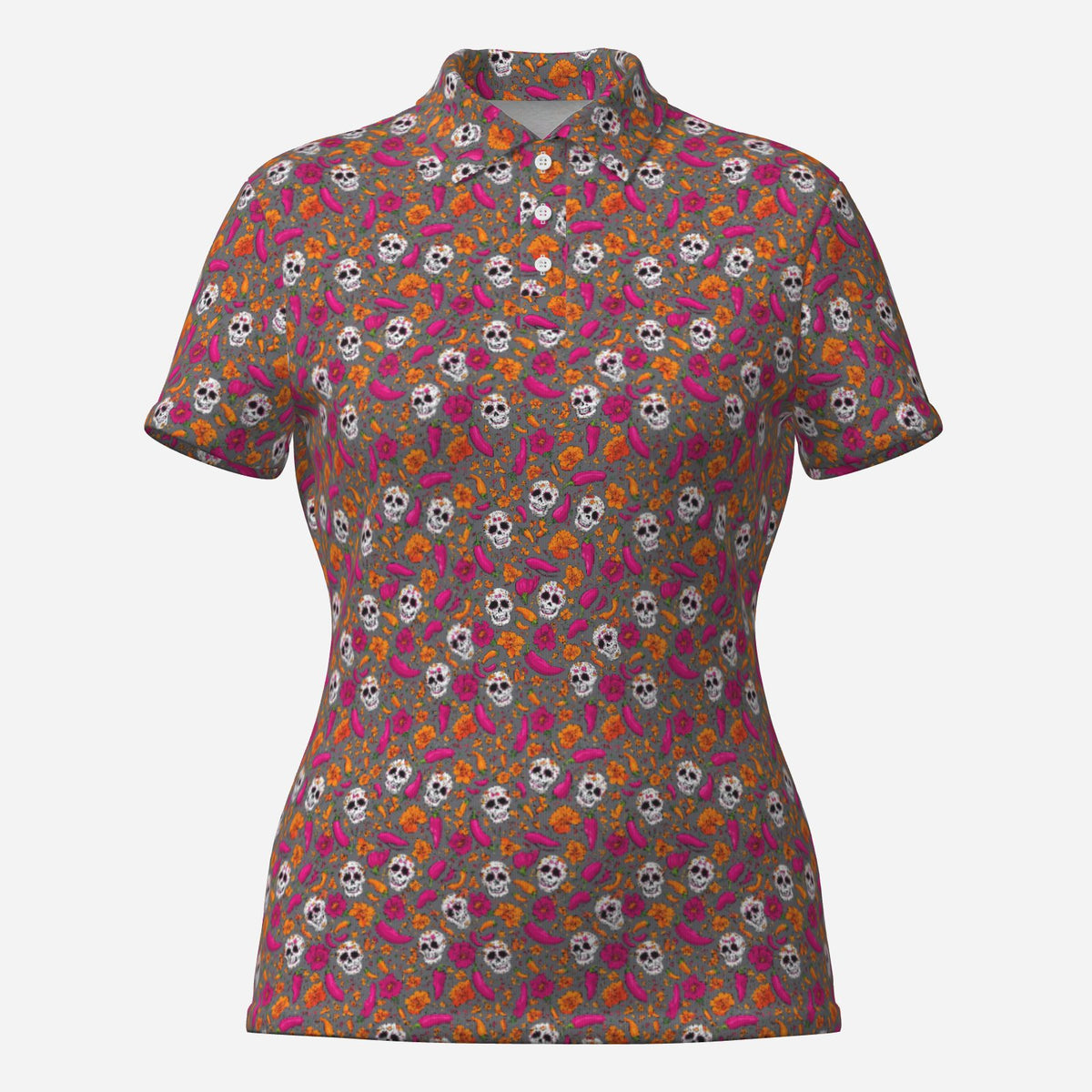Women's Santa De Muerta Premium Golf Polo – alternate view 3