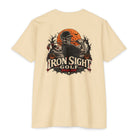 Dead Aim Skeleton Halloween golf T-shirt with orange moon graphic