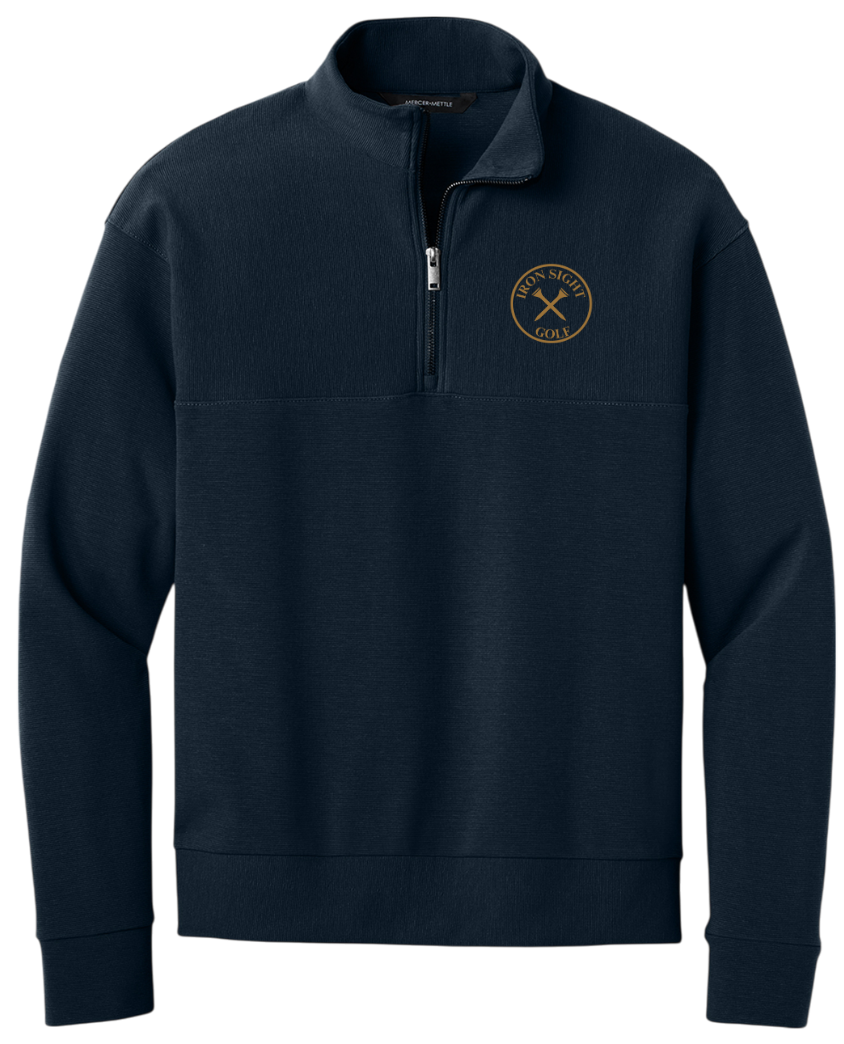 Iron Sight Quarter Zip Black Navy - Warmer with Tan Logo - Iron Sight Golf