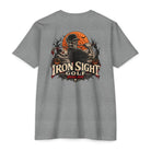 Dead Aim Skeleton Halloween golf T-shirt with orange moon graphic