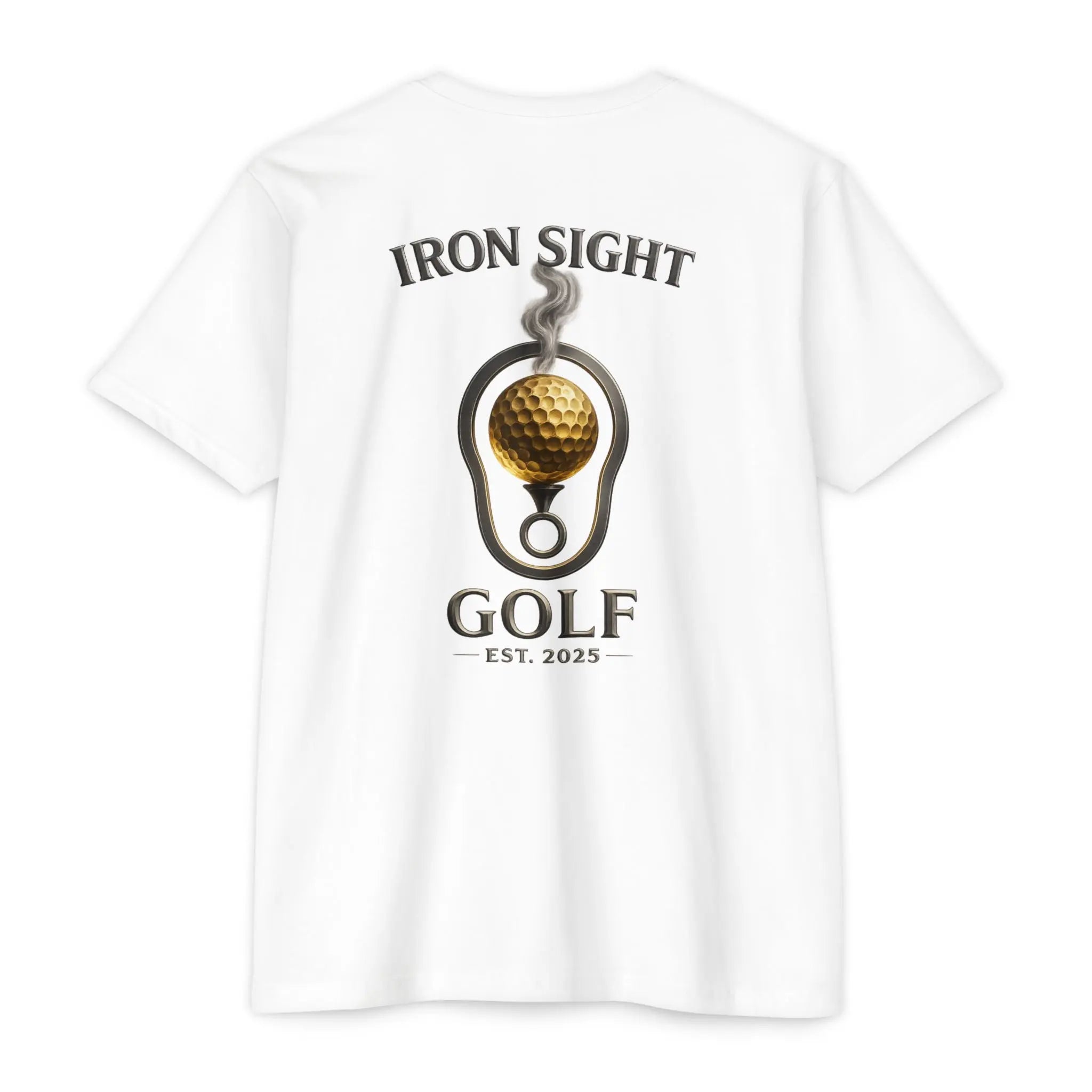 Iron Sight Golf T‑Shirt — Vintage Golf Ball & Iron Sight Logo Printify