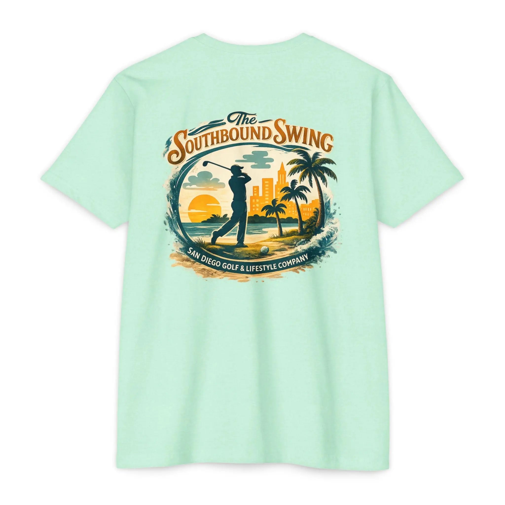 Golf Sunset T-Shirt — "The Southbound Swing" San Diego Golf Graphic Printify