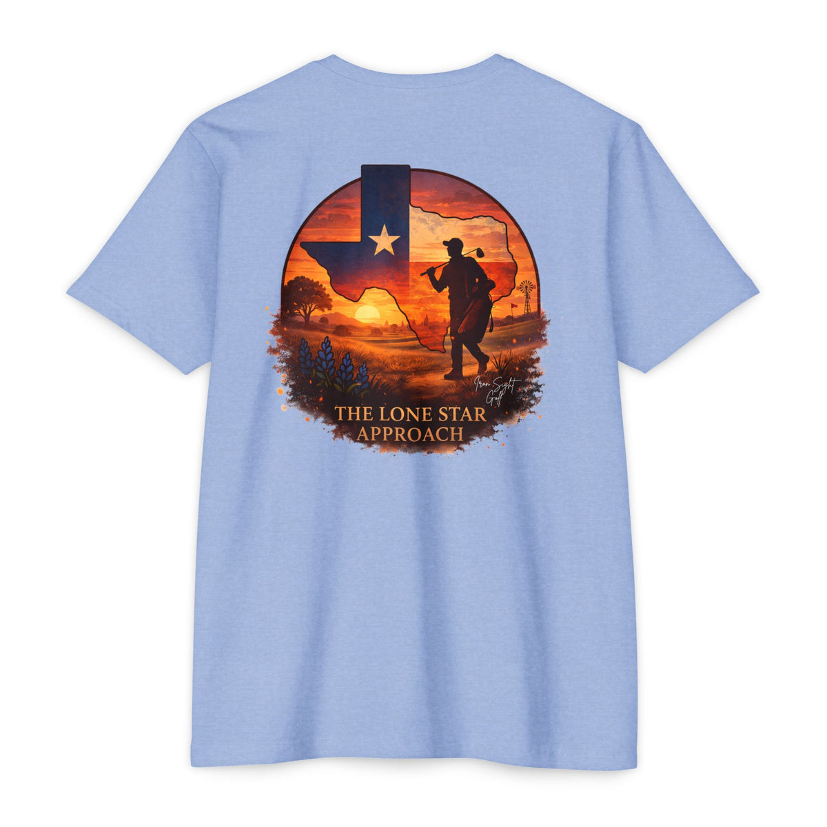Lone Star Approach Texas Sunset golf T-shirt by Iron Sight Golf