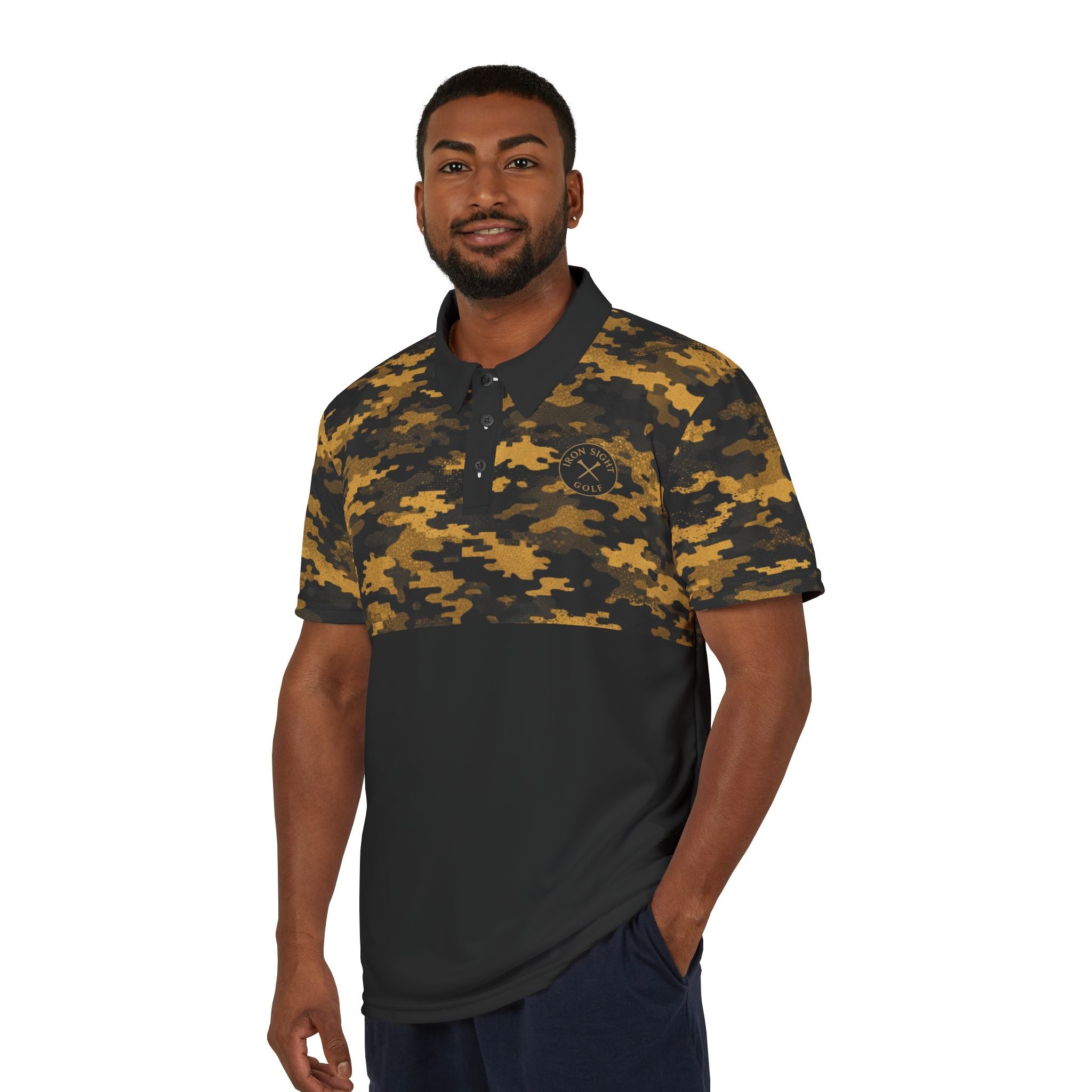Iron Sight Gold Camo Performance Polo Shirt - Iron Sight Golf