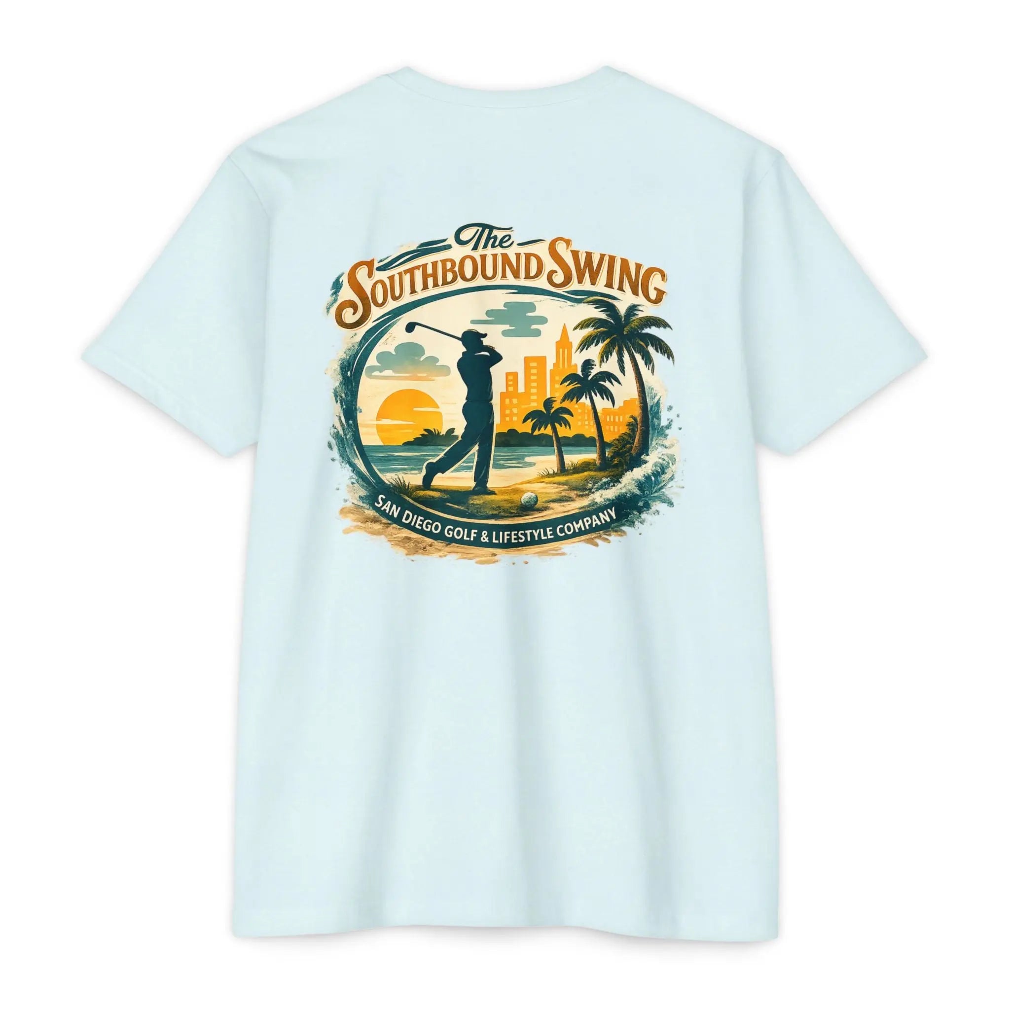 Golf Sunset T-Shirt — "The Southbound Swing" San Diego Golf Graphic Printify
