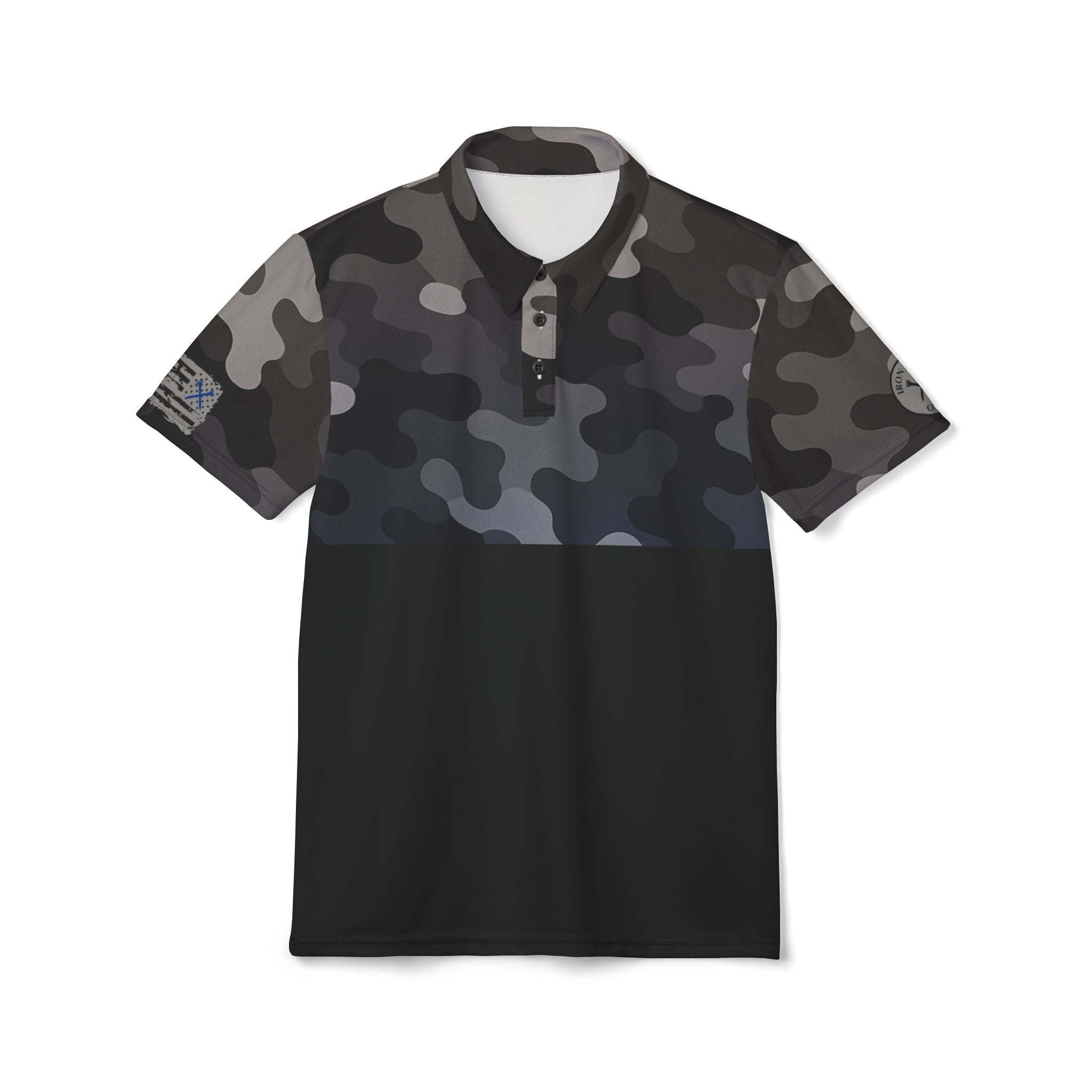 Iron Sight Golf – Grey Camo Over Black Performance Polo - Iron Sight Golf