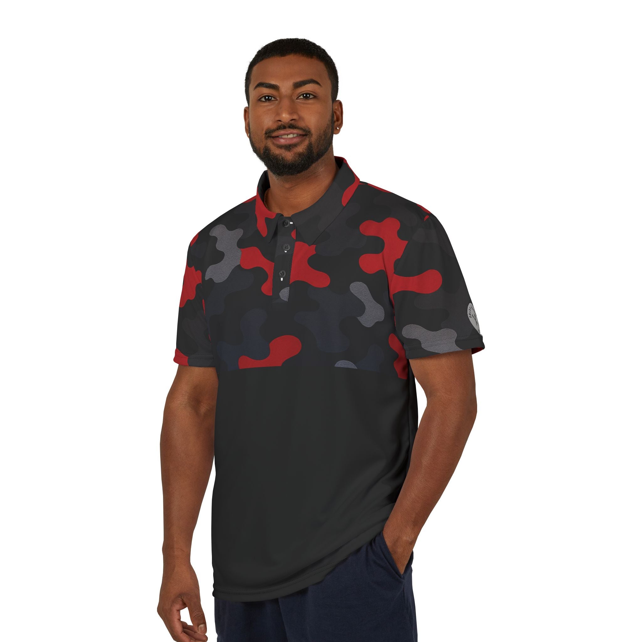 Iron Sight Golf – Red Camo Over Black Performance Polo - Iron Sight Golf