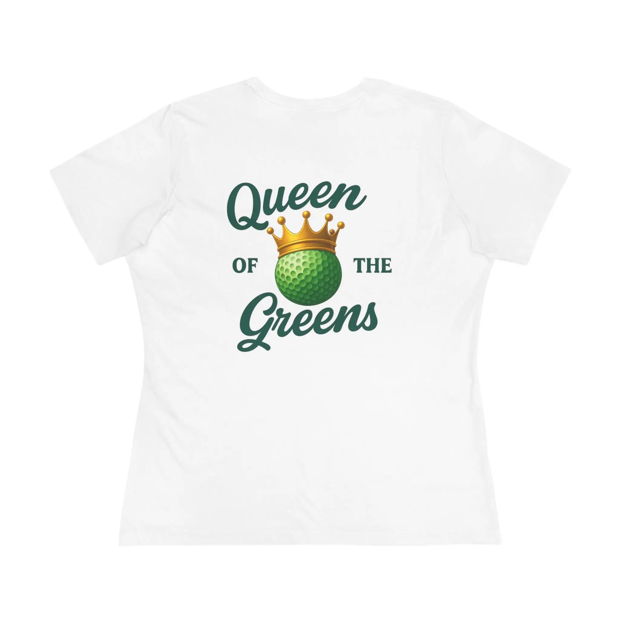 Queen of the Greens Golf Women's Tee — Crowned Golf Ball Design Printify