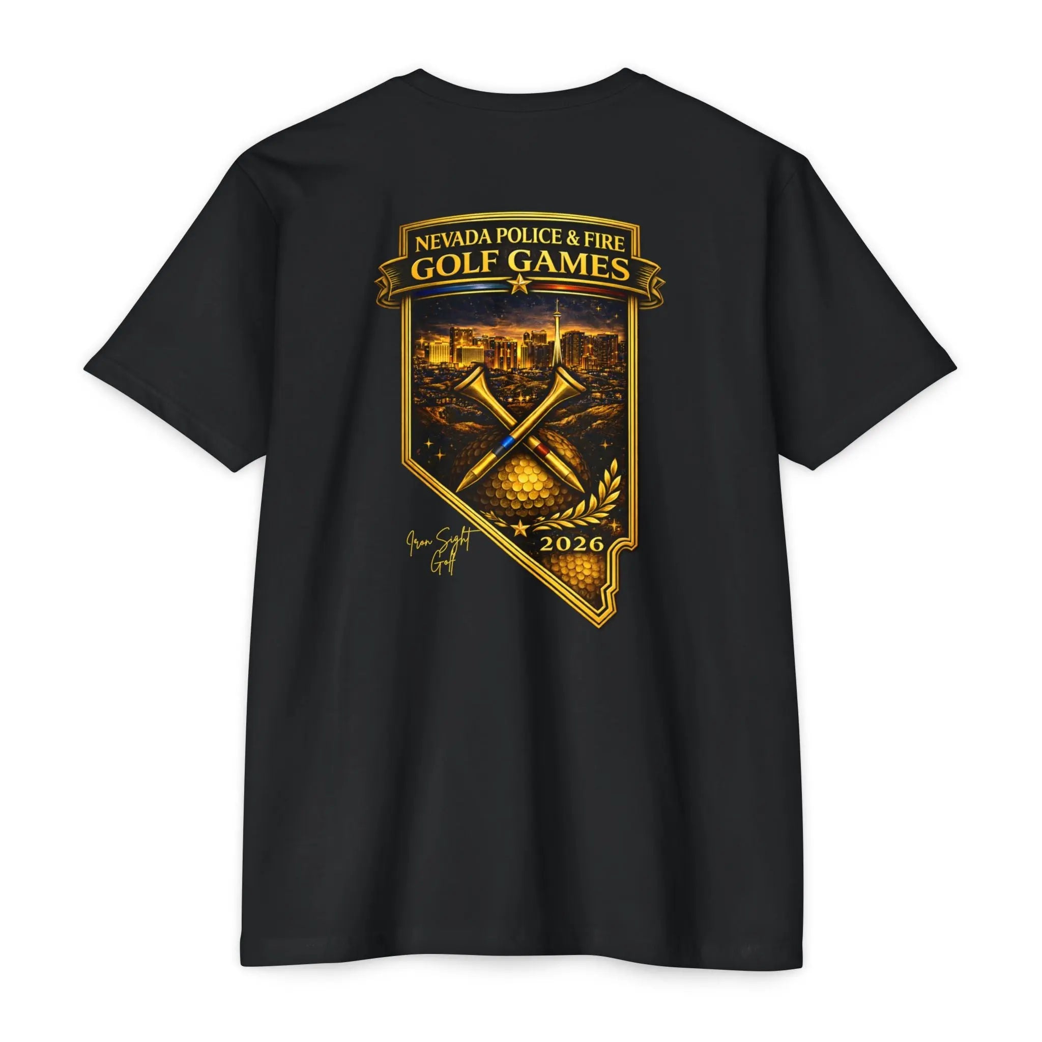 Nevada Police Fire Golf T-Shirt - Iron Sight Golf Games 2026 Printify