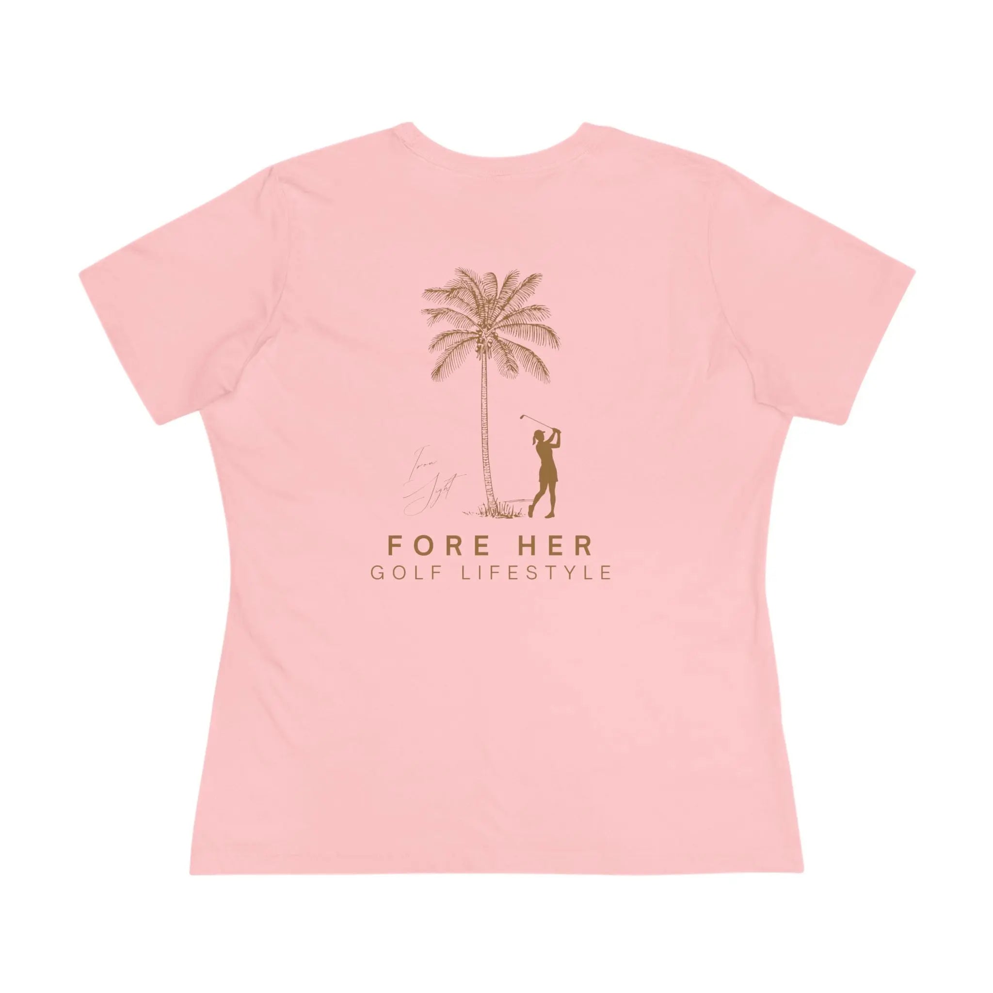 Fore Her Golf Lifestyle Women's Tee – Palm Tree Golfer Graphic Cotton Shirt Printify