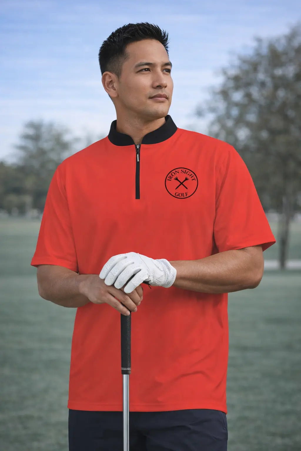 Iron Sight Red Alert 1/4 Zip Performance Golf Jersey catkissfish
