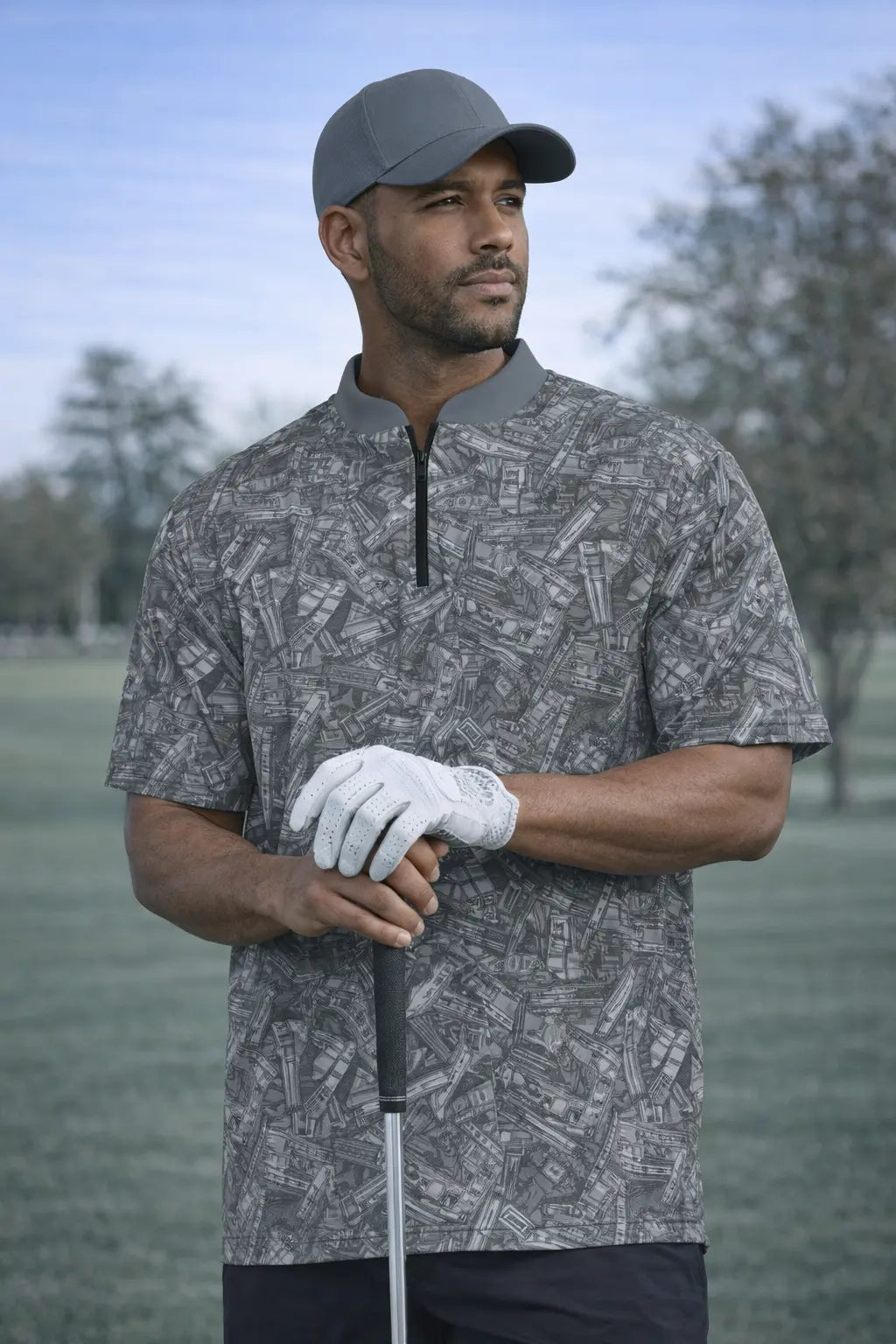 Iron Sight Stay Strapped 1/4 Zip Performance Golf Jersey catkissfish