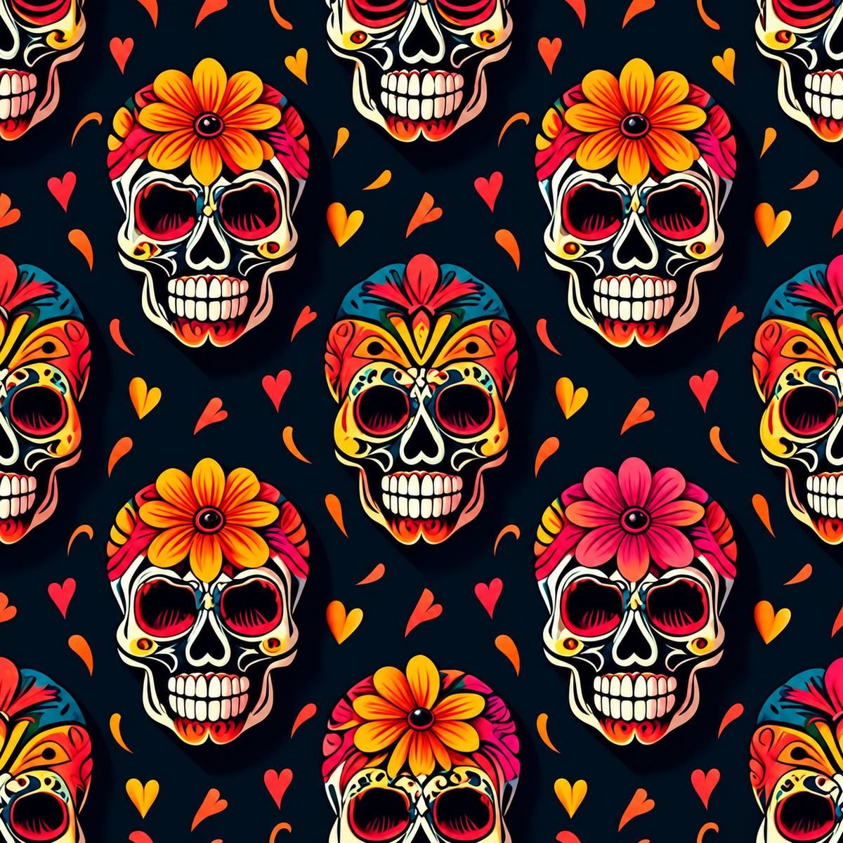 Day of the Dead Premium Golf Polo – Día de los Muertos pattern detail