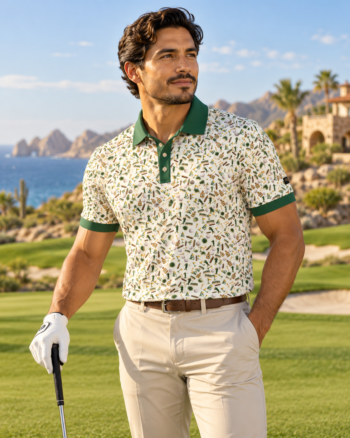 Padres de Golf Pattern Premium Golf Polo by Iron Sight Golf