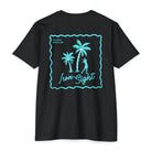Beachfront Golf Club Stamp T-Shirt with Female Golfer Tropical Design - image 1