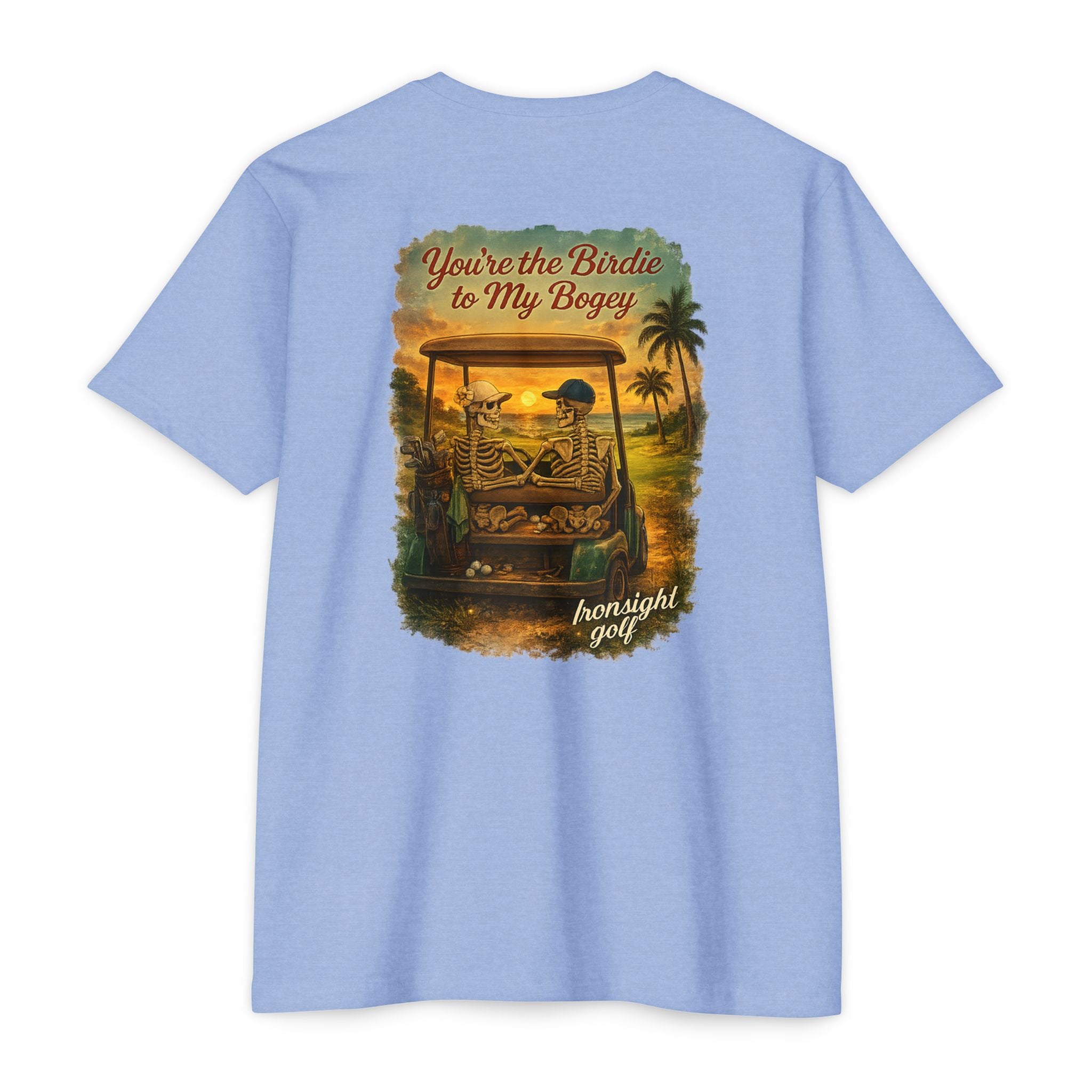 Birdie to My Bogey T-Shirt with Skeleton Couple in Golf Cart - image 1