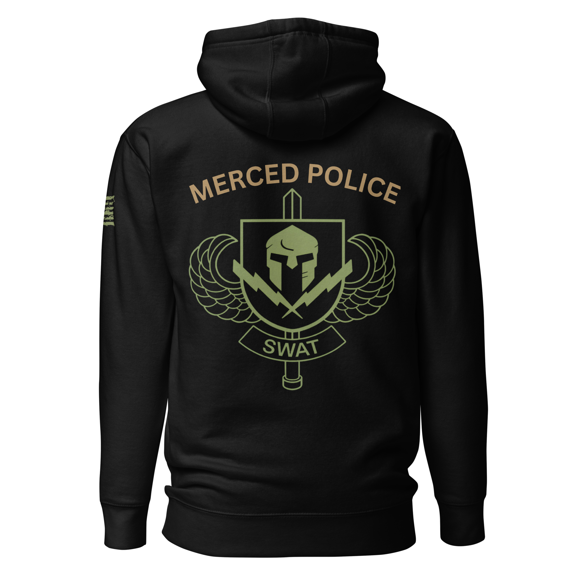 Merced SWAT Hoodie - Black with Green - Iron Sight Golf