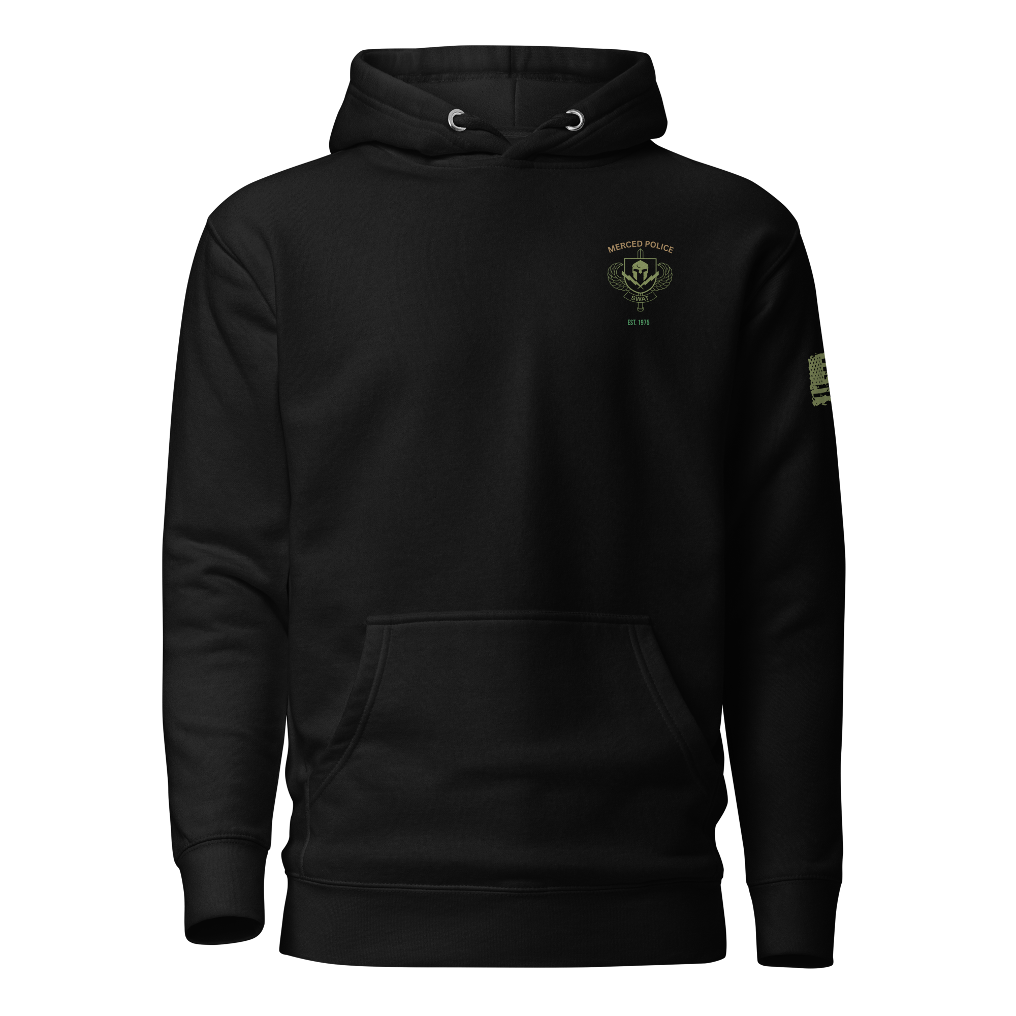 Merced SWAT Hoodie - Black with Green - Iron Sight Golf
