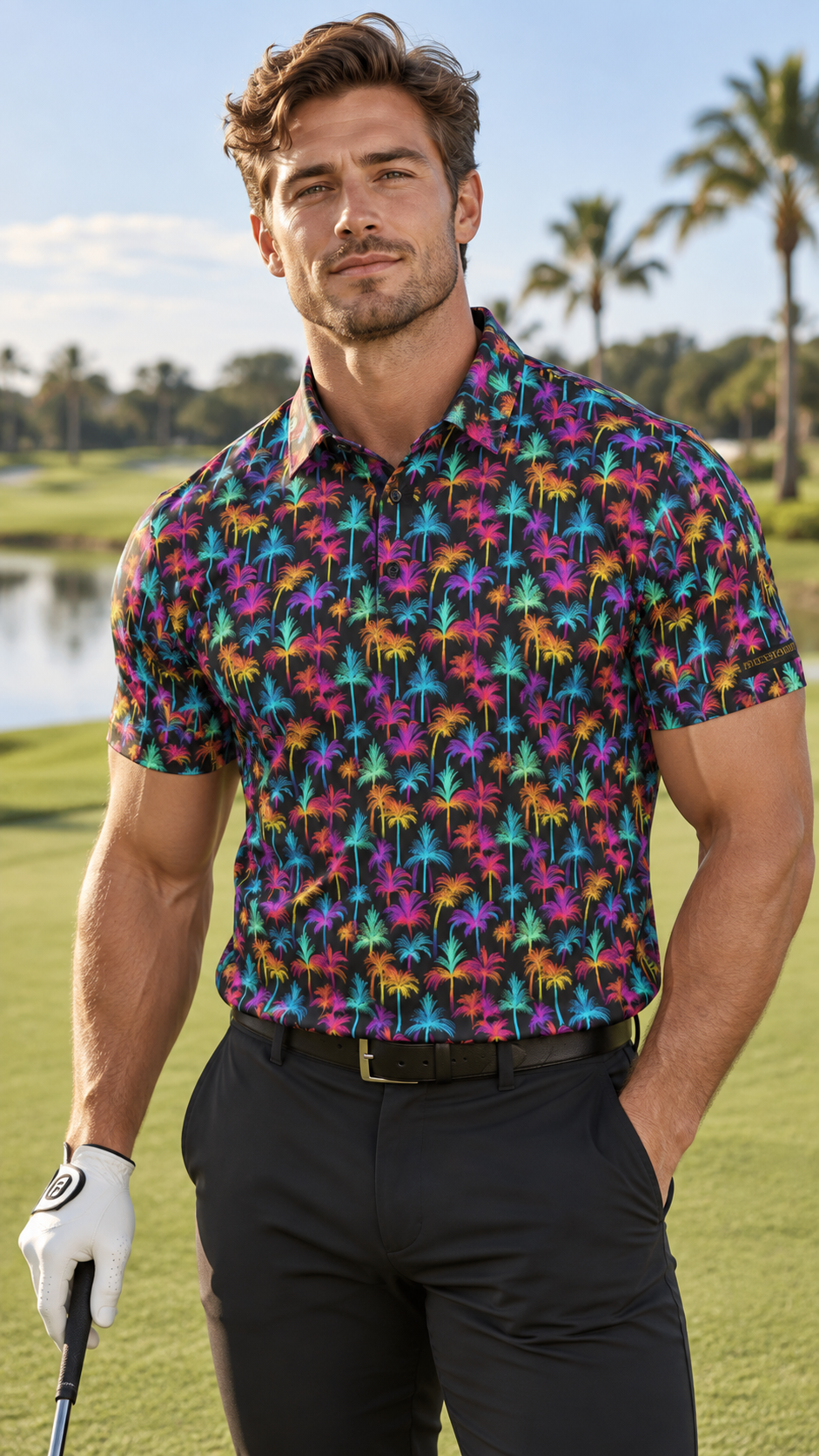 Tropical Neon Premium Golf Polo by Iron Sight Golf